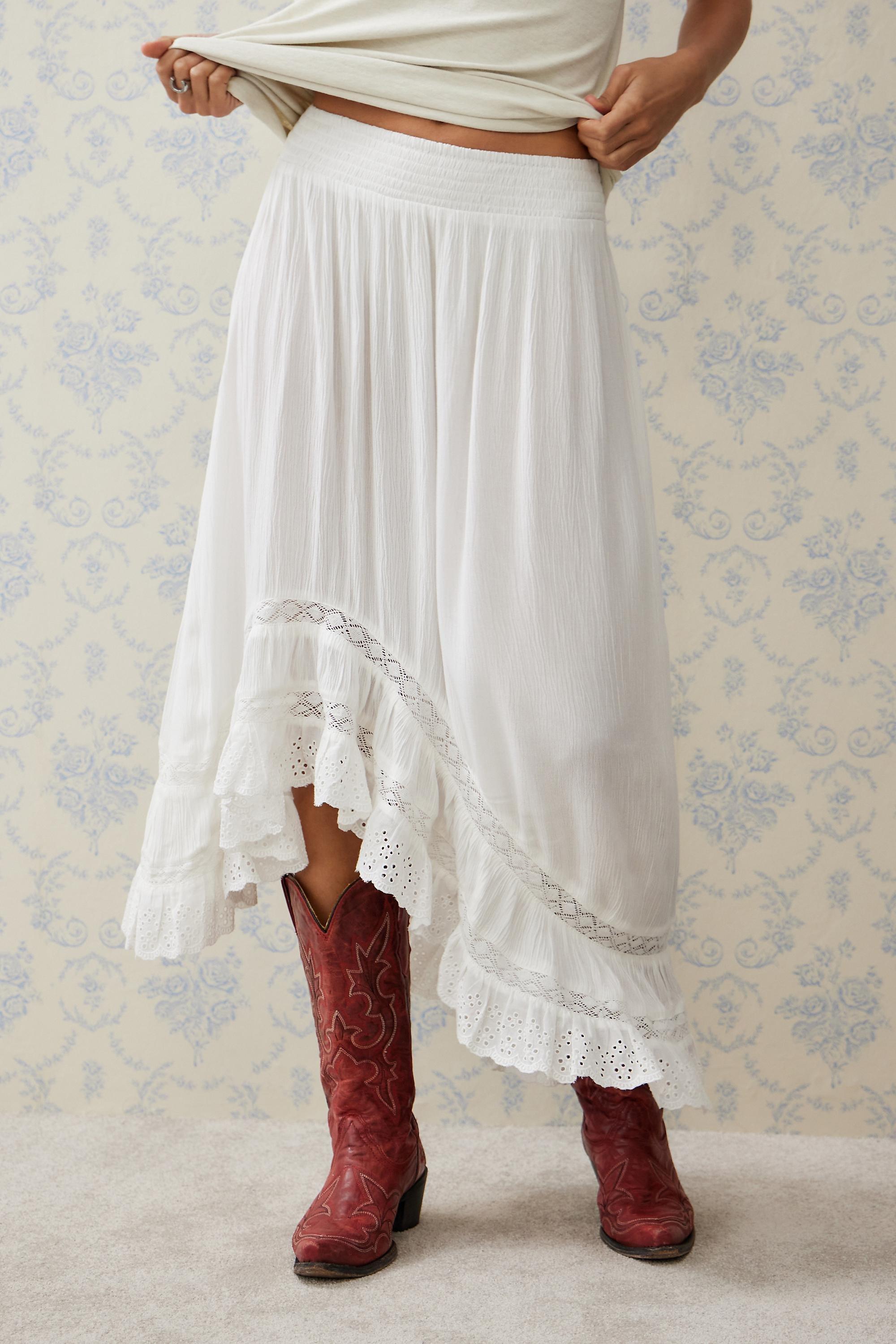 White Uo Bronwen Hitched Midi Skirt, , large image number 0