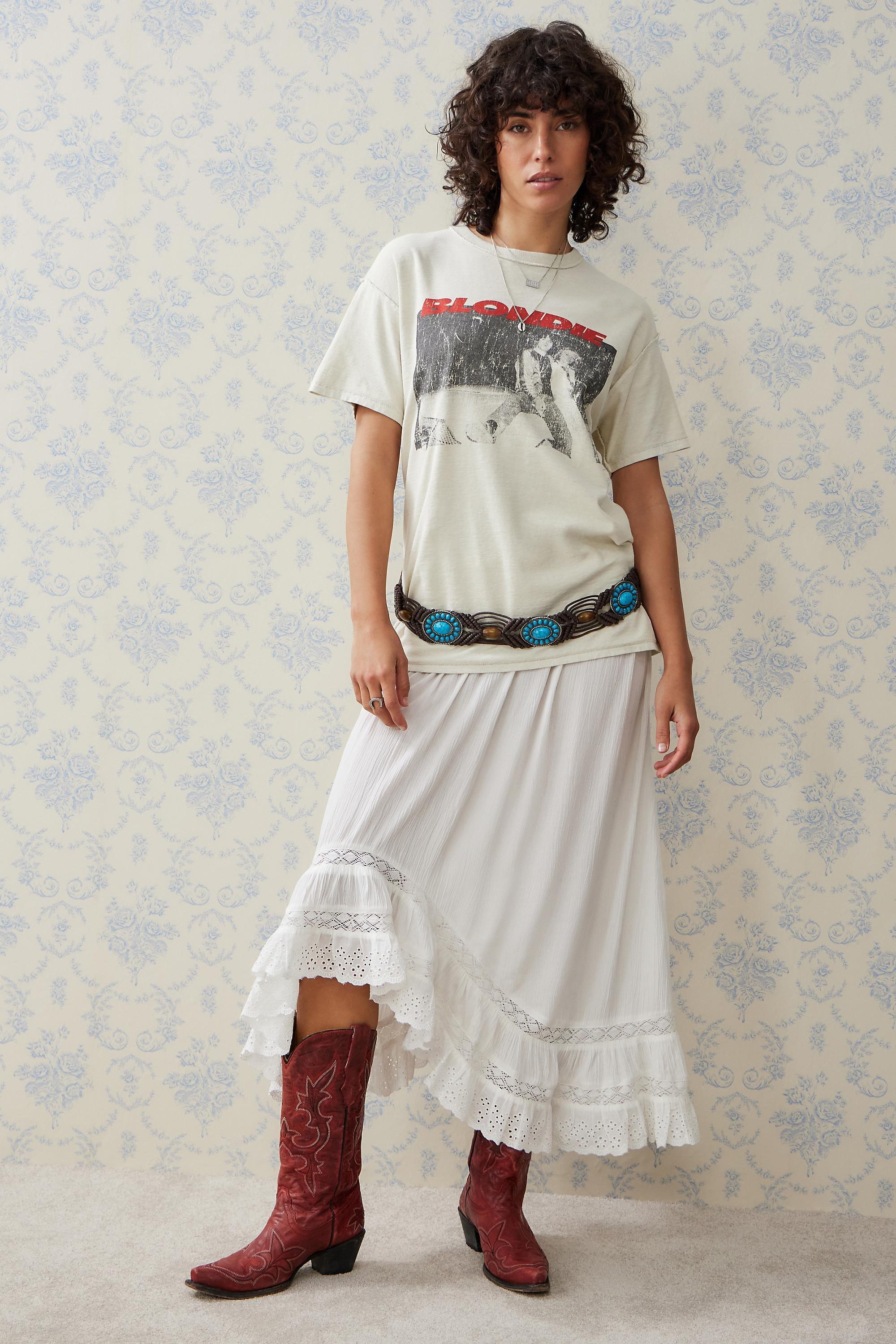 White Uo Bronwen Hitched Midi Skirt, , large image number 1