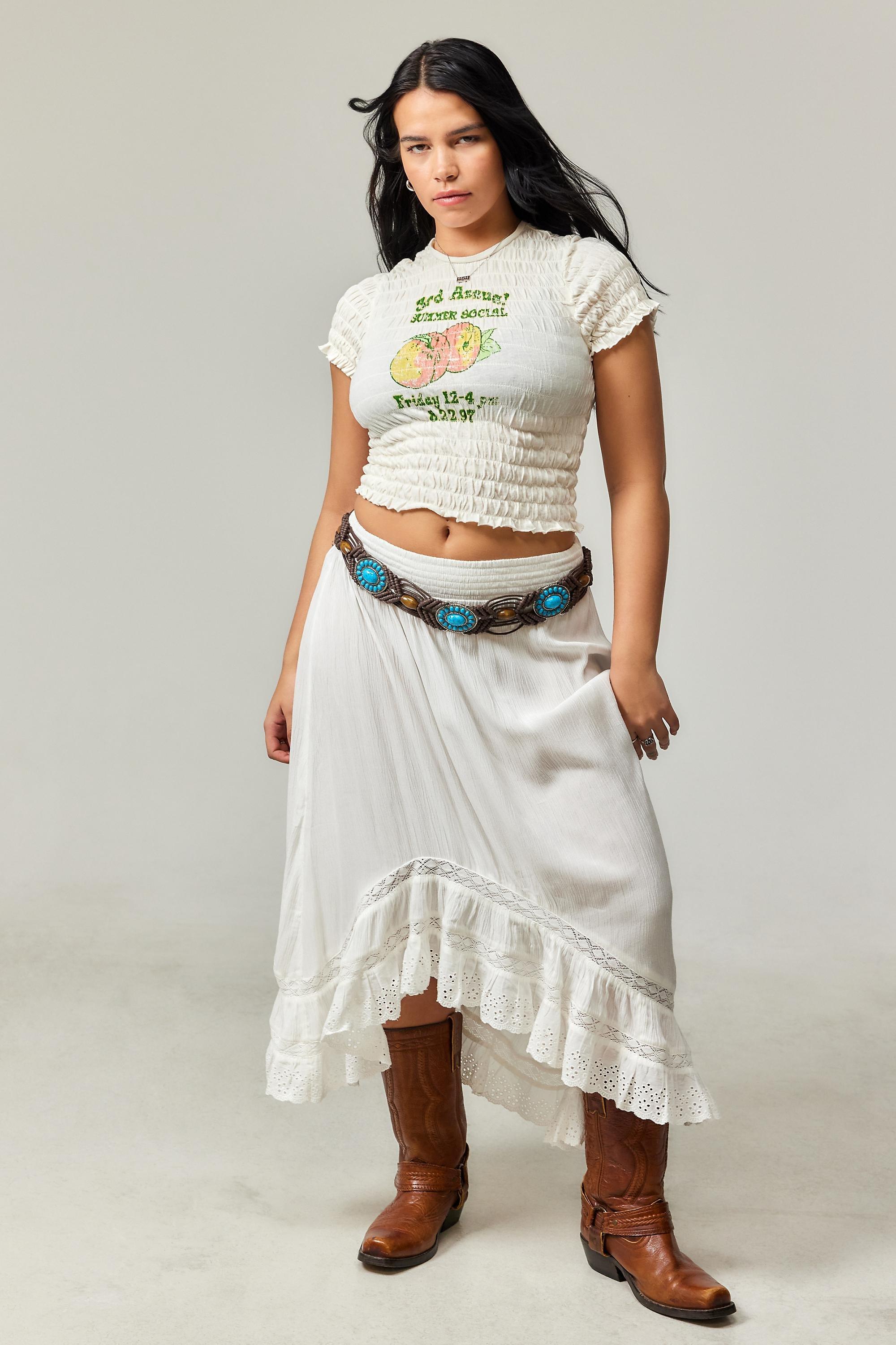 White Uo Bronwen Hitched Midi Skirt, , large image number 4