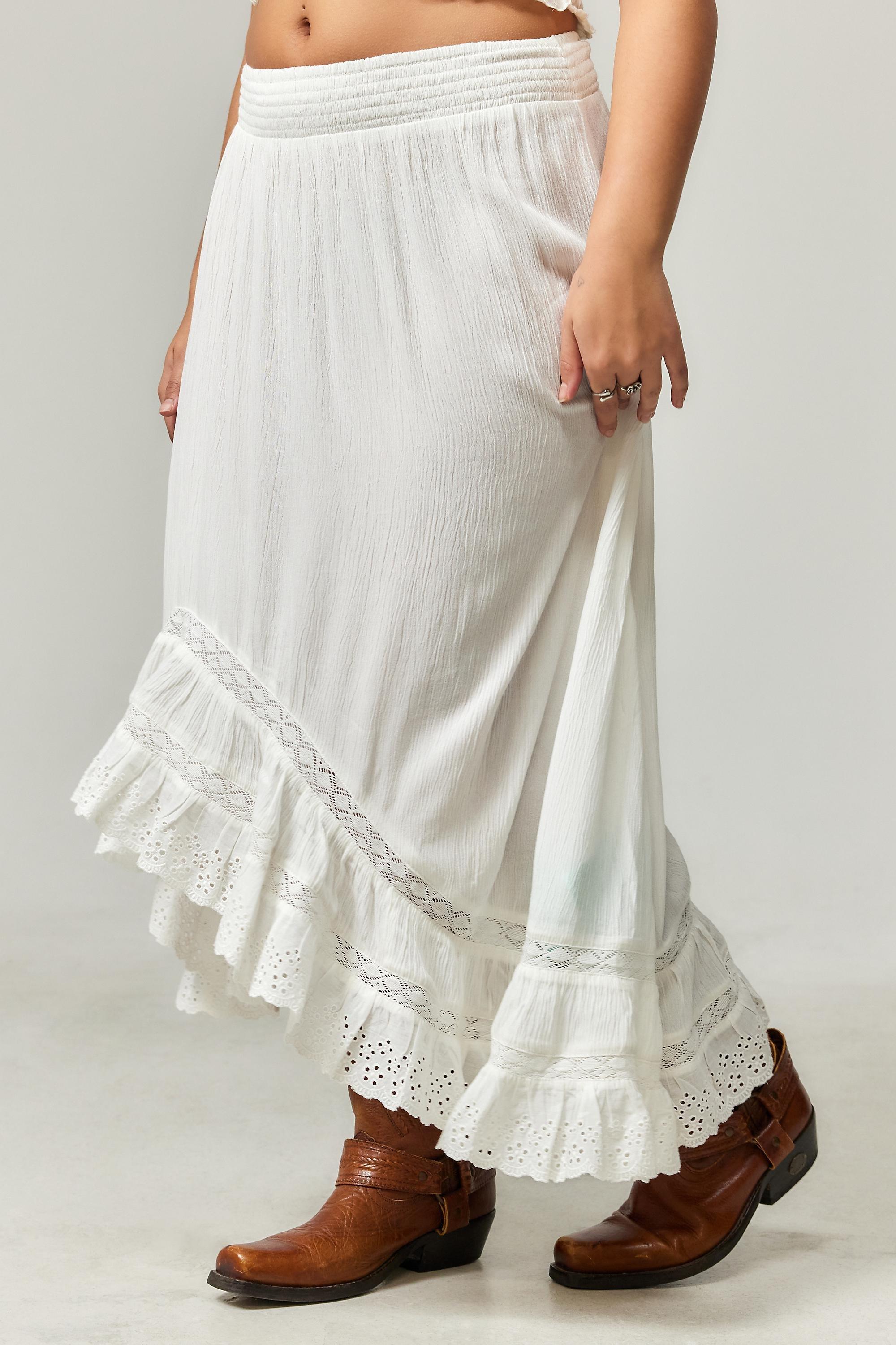 White Uo Bronwen Hitched Midi Skirt, , large image number 5