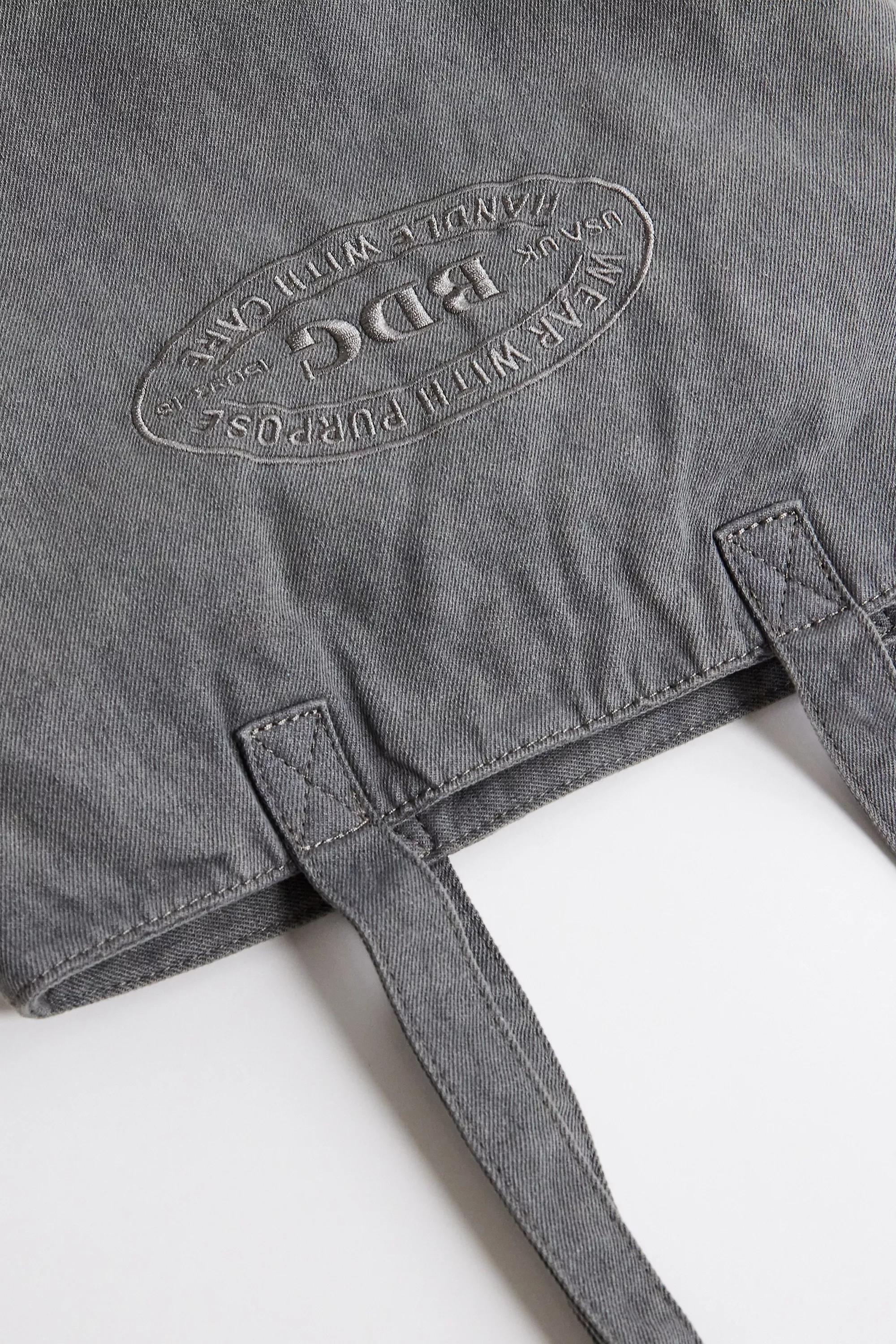 Grey Bdg Embroidered Denim Tote Bag, GREY, large image number 2
