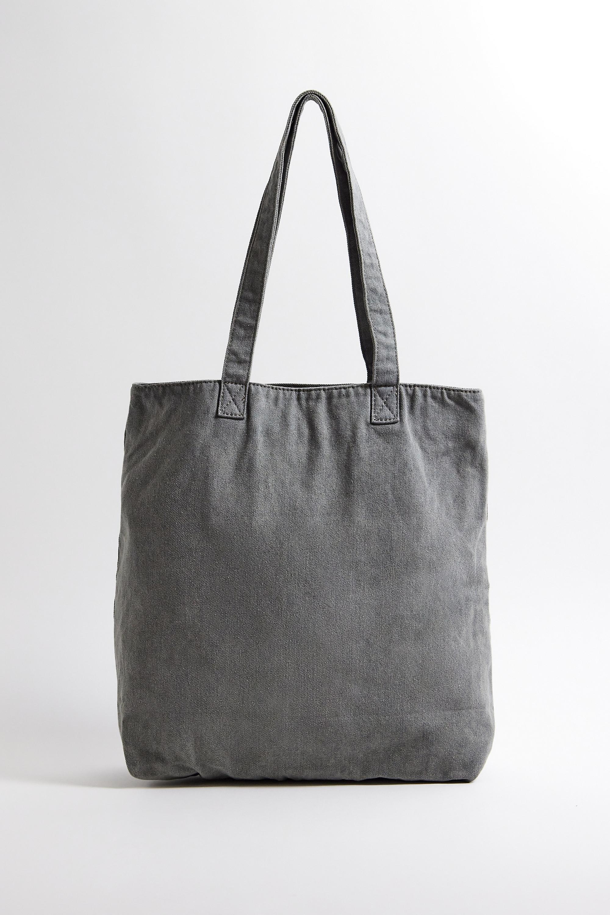 Grey Bdg Embroidered Denim Tote Bag, GREY, large image number 4