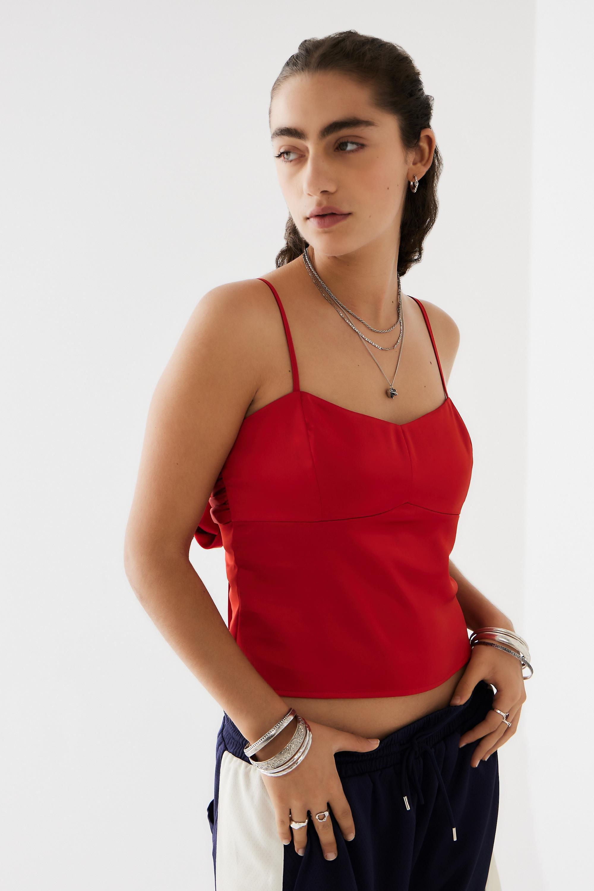Red Uo Bella Tie-Back Cami Top, , large image number 0