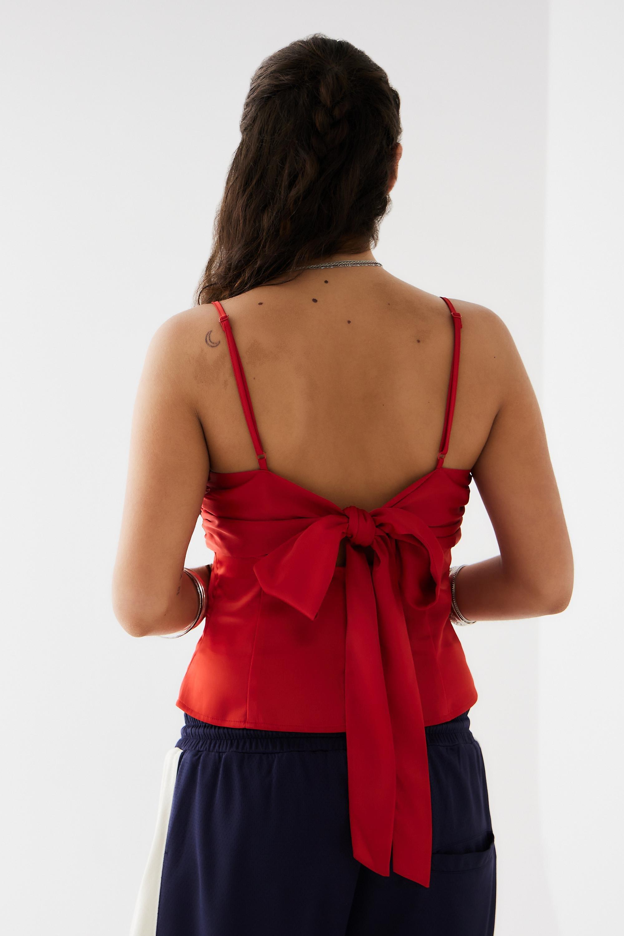 Red Uo Bella Tie-Back Cami Top, , large image number 3