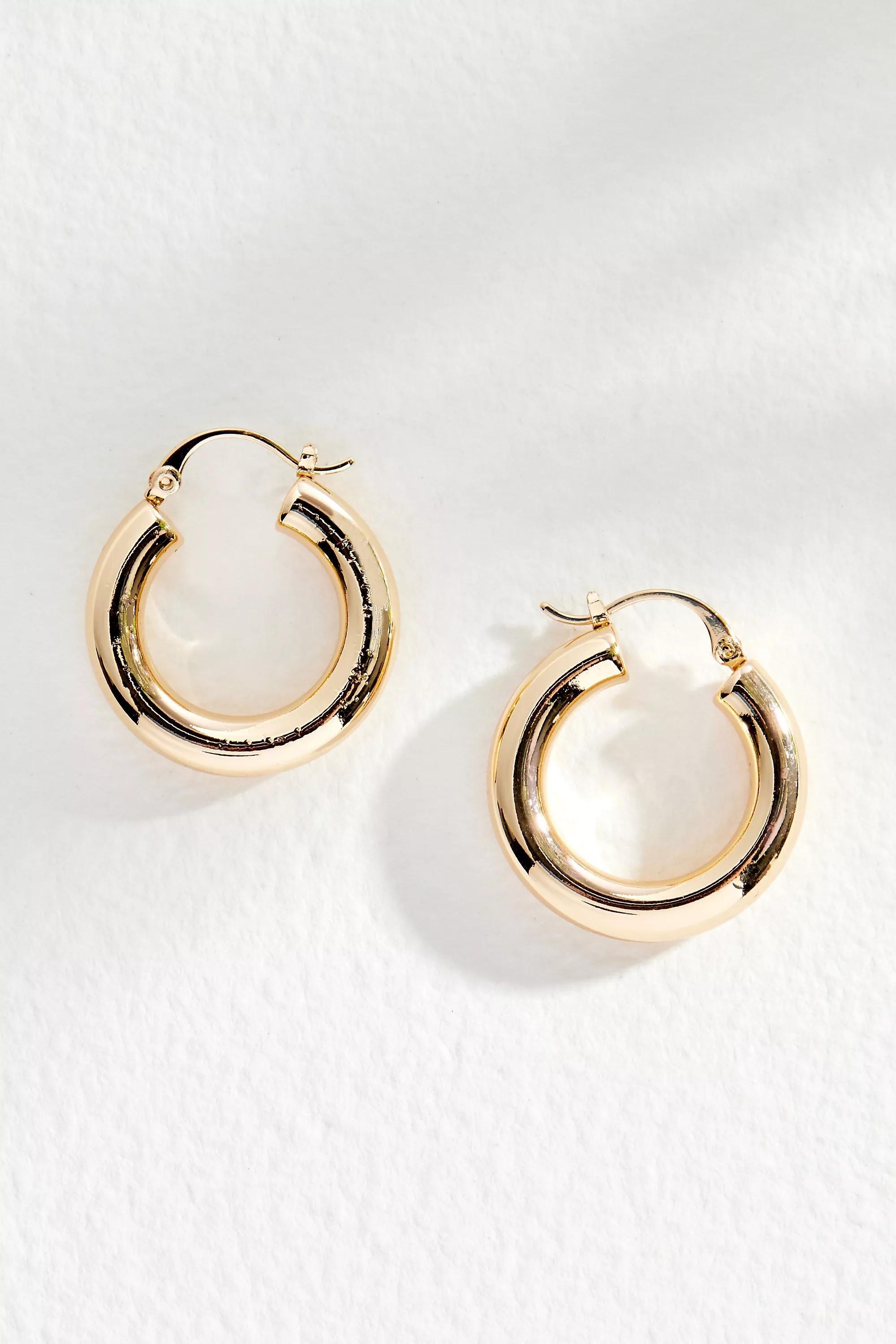Gold Silence + Noise Chunky Hoop Earrings, GOLD, large image number 0
