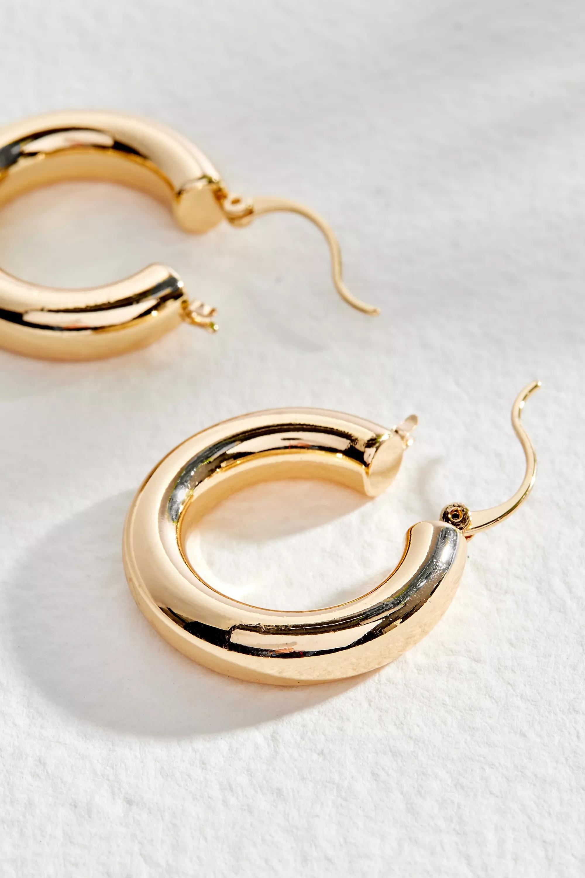 Gold Silence + Noise Chunky Hoop Earrings, GOLD, large image number 1