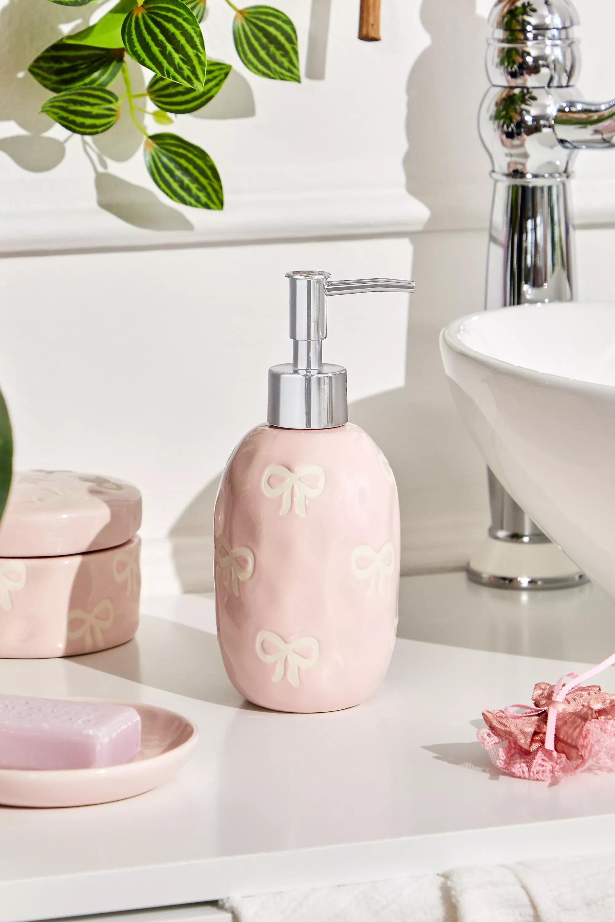 Pink Bow Soap Dispenser, PINK, large image number 0
