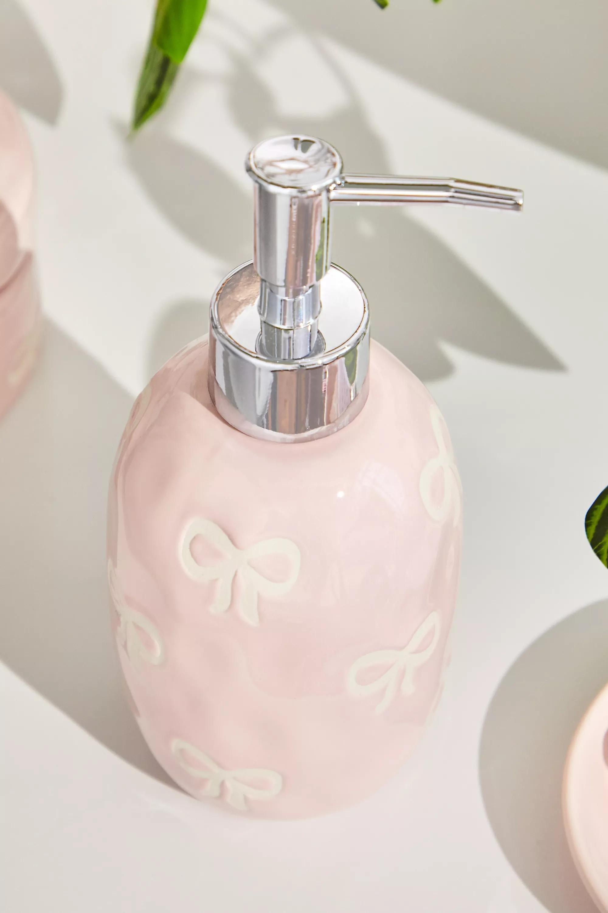 Pink Bow Soap Dispenser, PINK, large image number 1