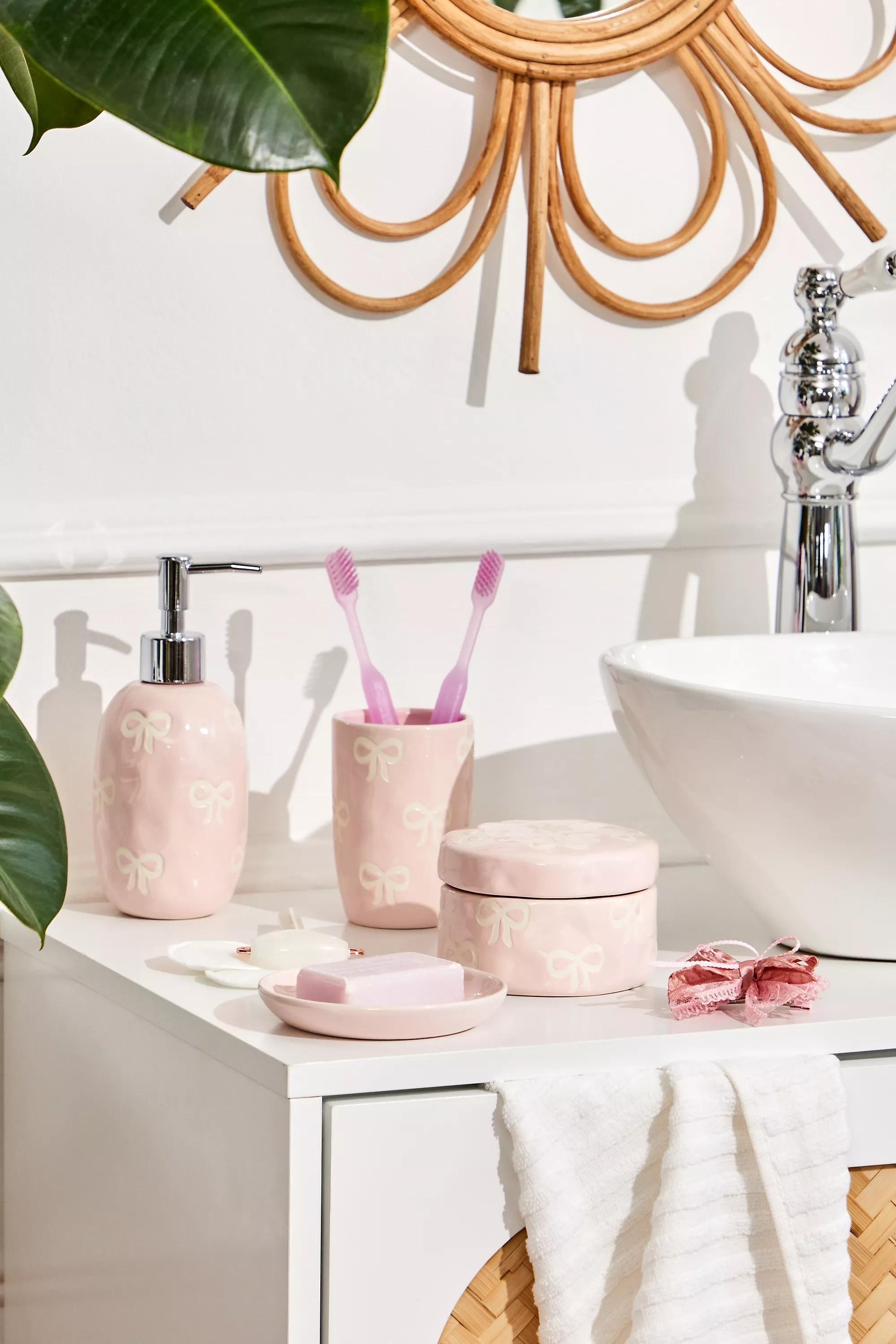 Pink Bow Soap Dispenser, PINK, large image number 2