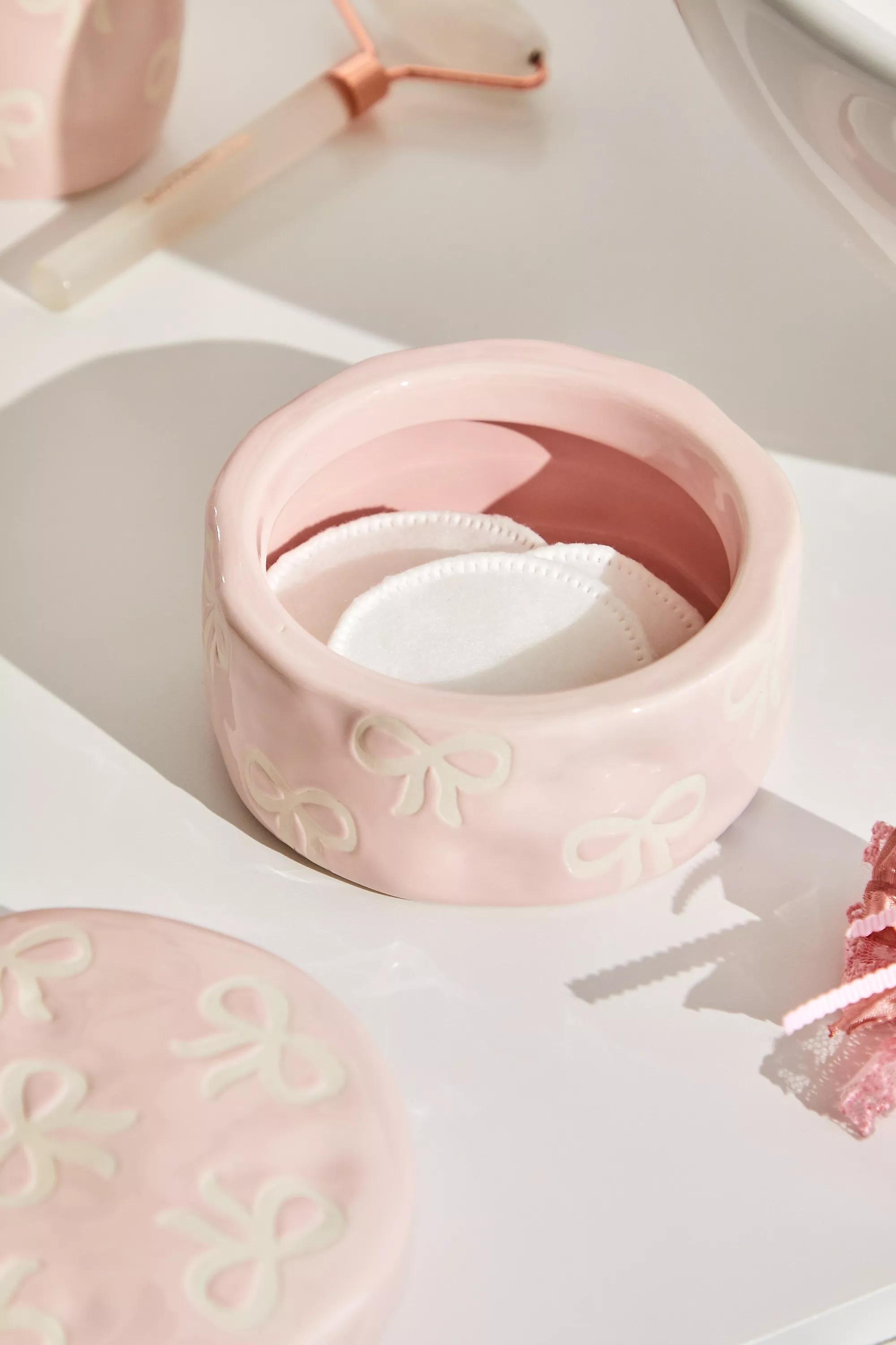 Pink Bow Storage Pot, PINK, large image number 2