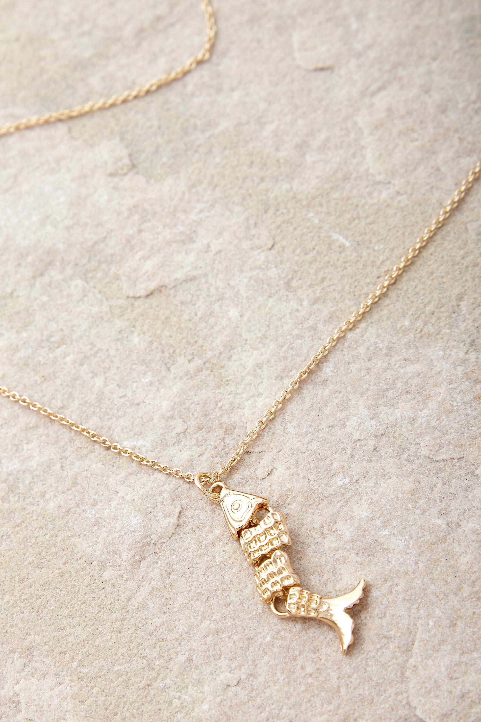 Gold Silence + Noise Split Fish Pendant Necklace, GOLD, large image number 0