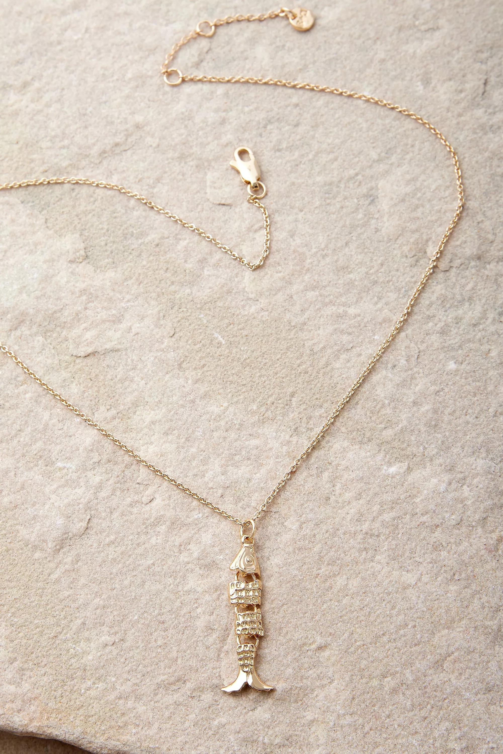 Gold Silence + Noise Split Fish Pendant Necklace, GOLD, large image number 2