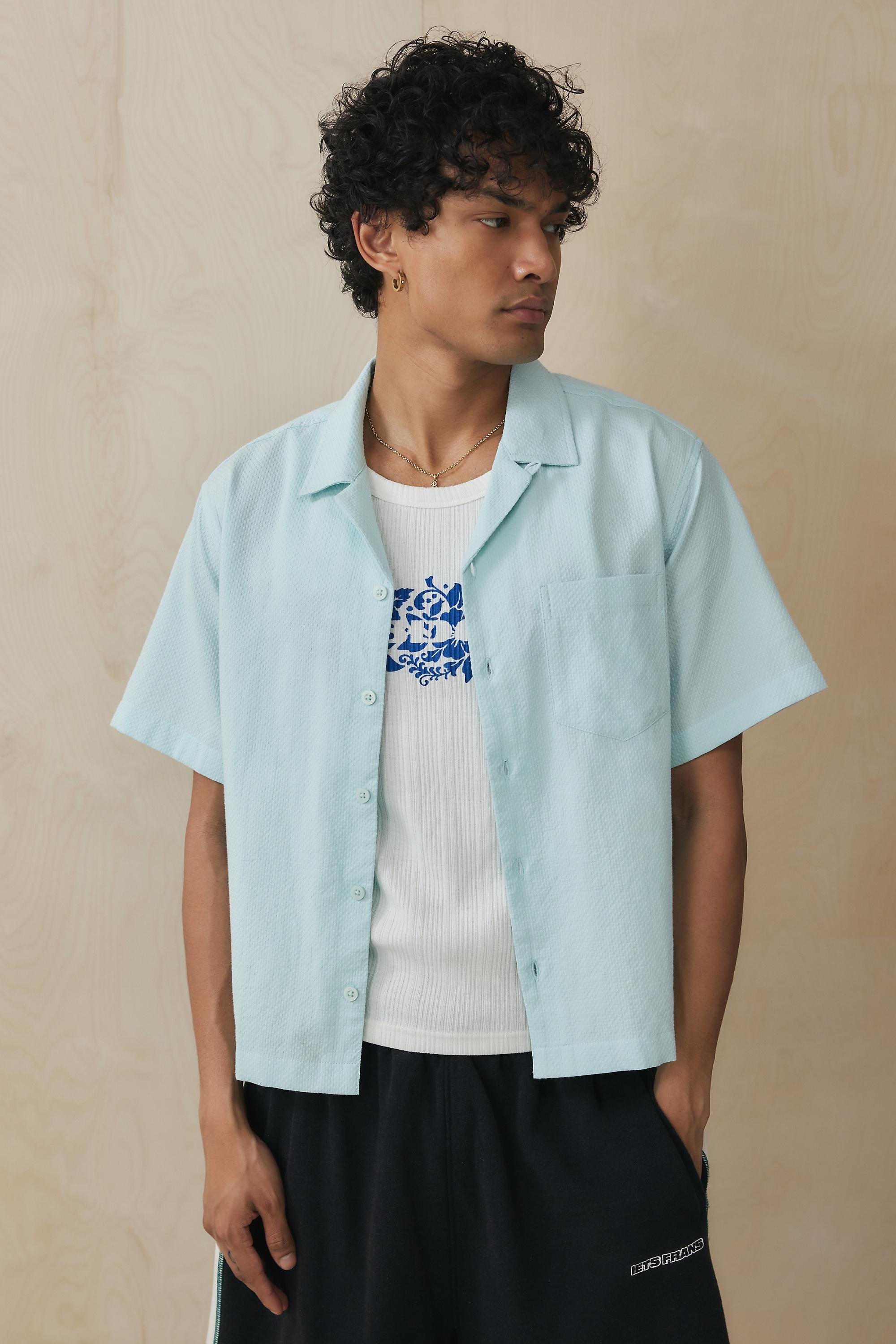 Blue UO Seersucker Shirt Casual, , large image number 0