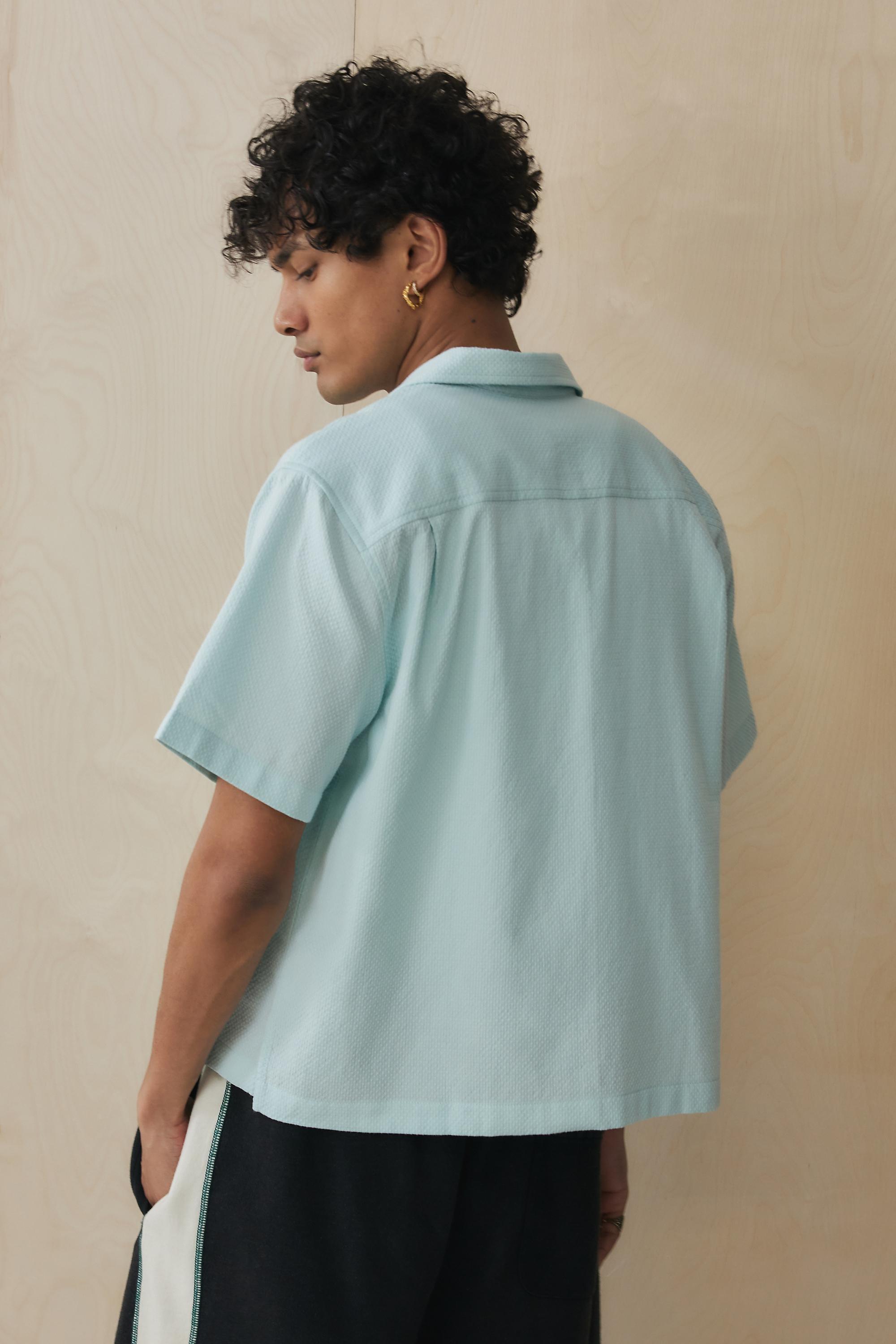 Blue UO Seersucker Shirt Casual, , large image number 2