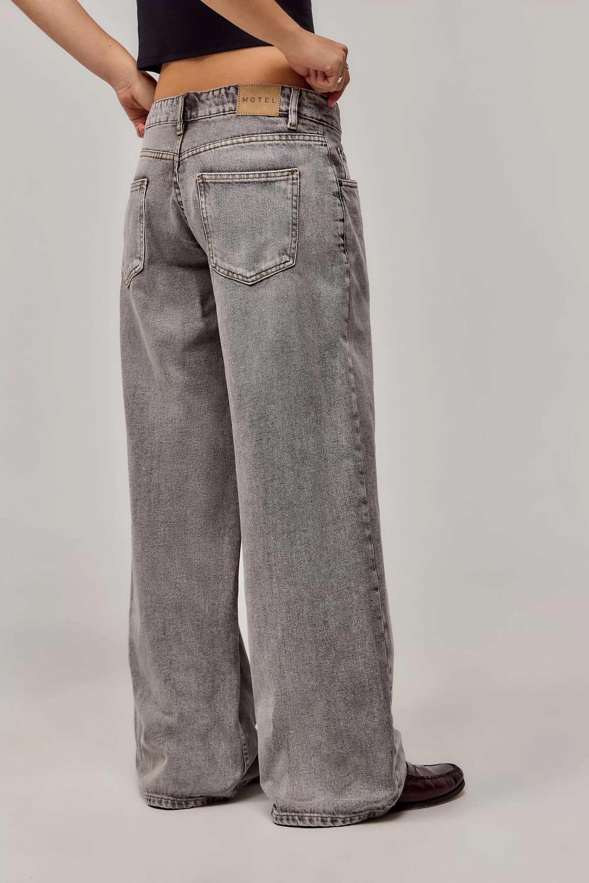 Grey Washed Denim Low Rise Jeans, GREY, large image number 6