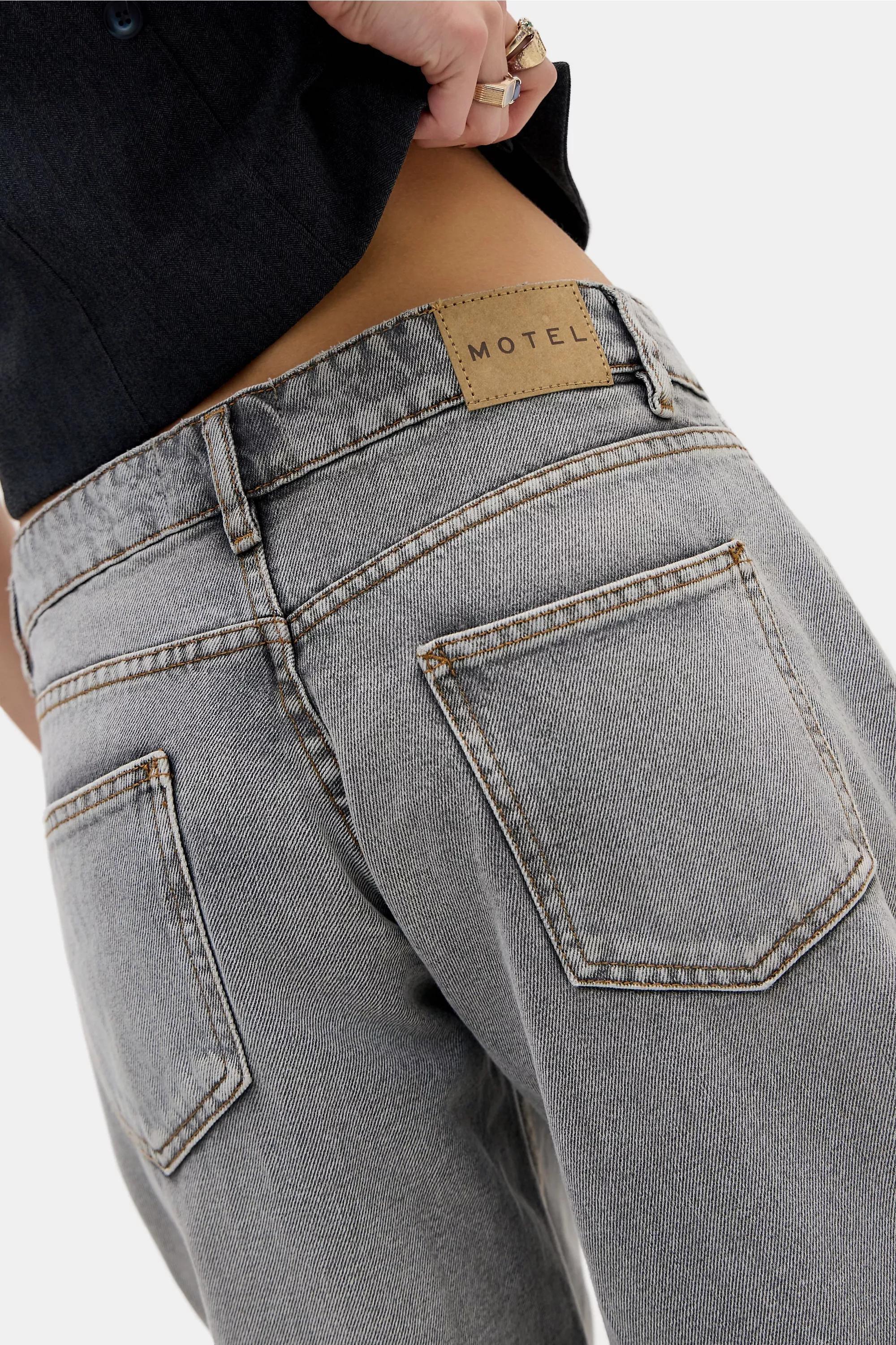 Grey Washed Denim Low Rise Jeans, GREY, large image number 7