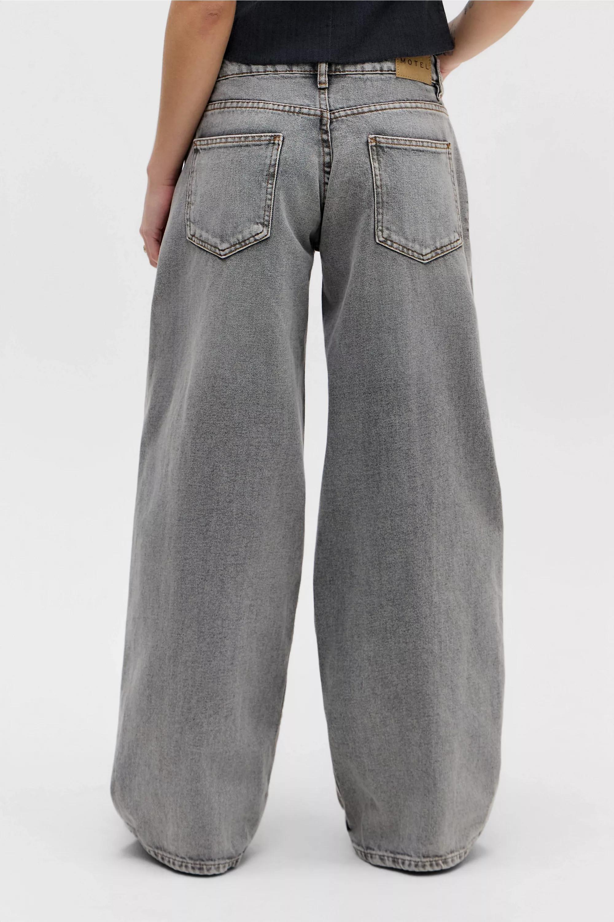 Grey Washed Denim Low Rise Jeans, GREY, large image number 9