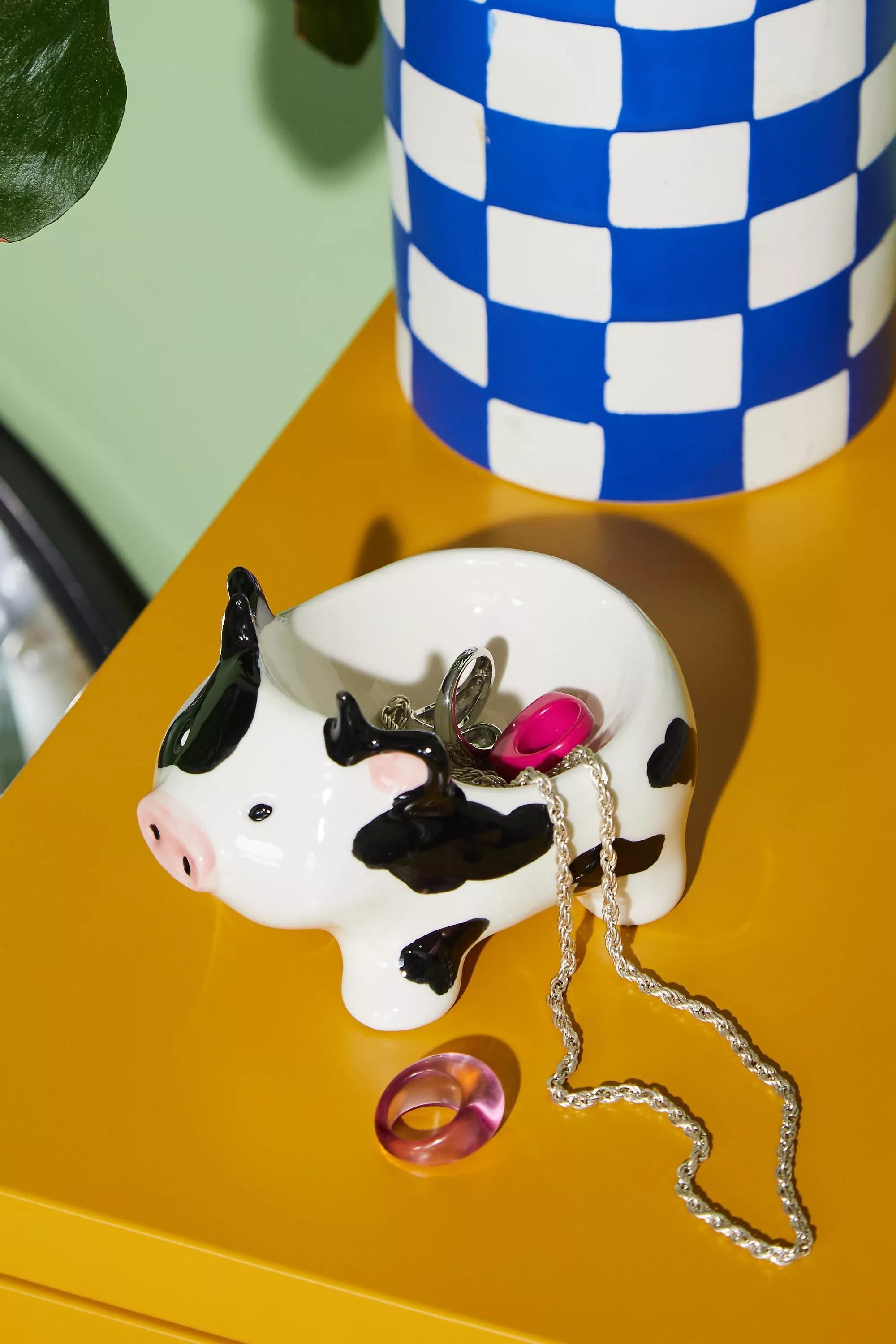 Multicolour Daisy Cow Trinket Tray, ASSORT, large image number 0