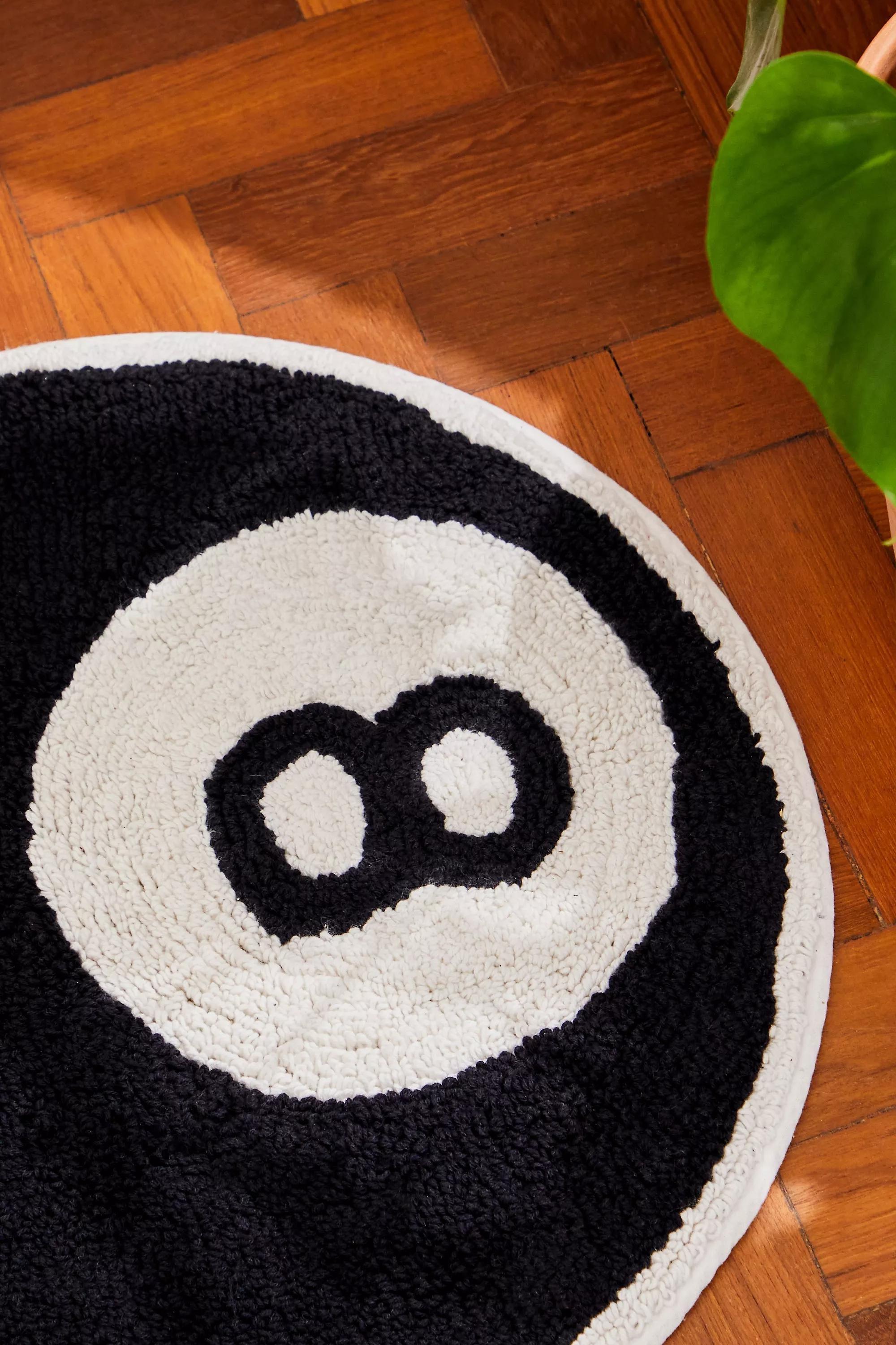 Black 8 Ball Bath Mat, B&W, large image number 1