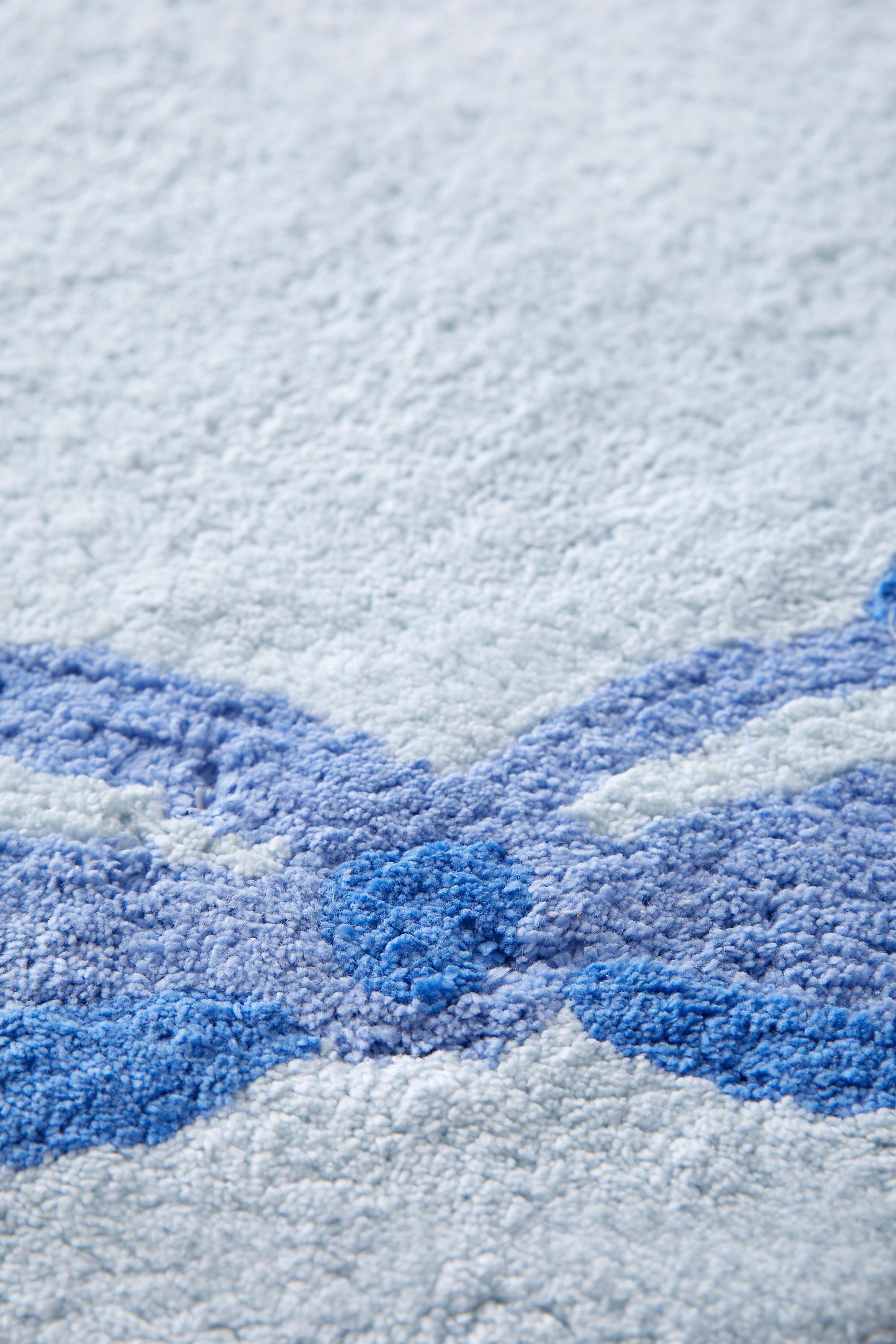 Blue Lacey Bows Bath Mat, BLUE, large image number 2