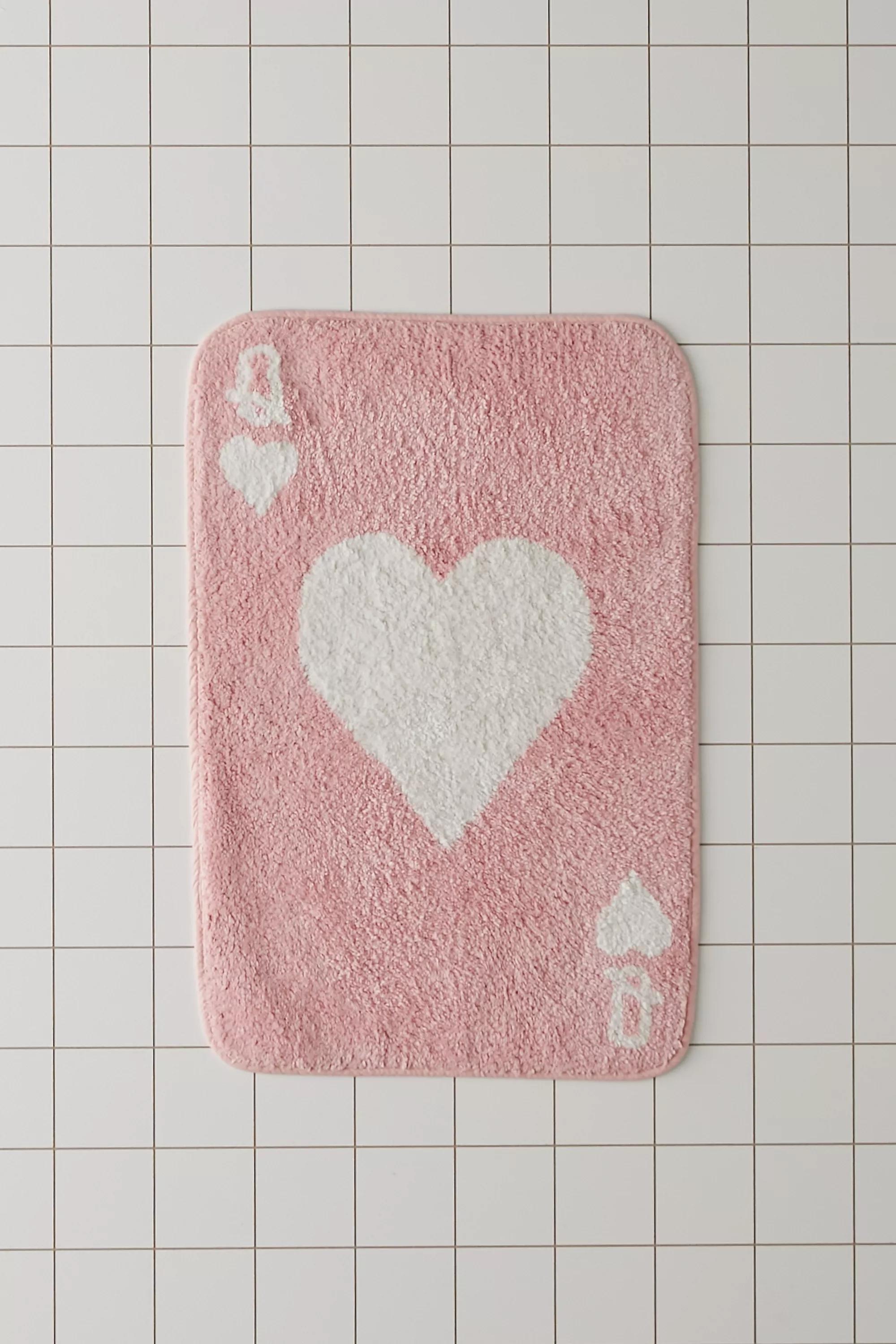 Pink Queen Of Hearts Bath Mat, PINK, large image number 1