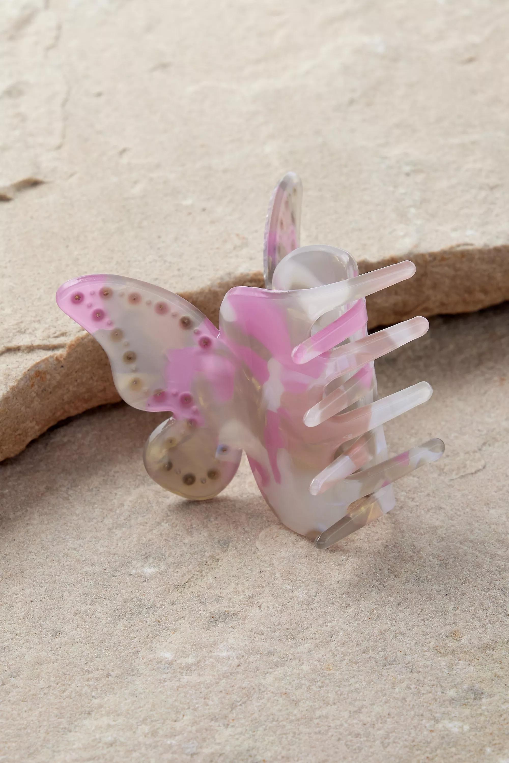 Purple Butterfly Diamante Claw, LILAC, large image number 2