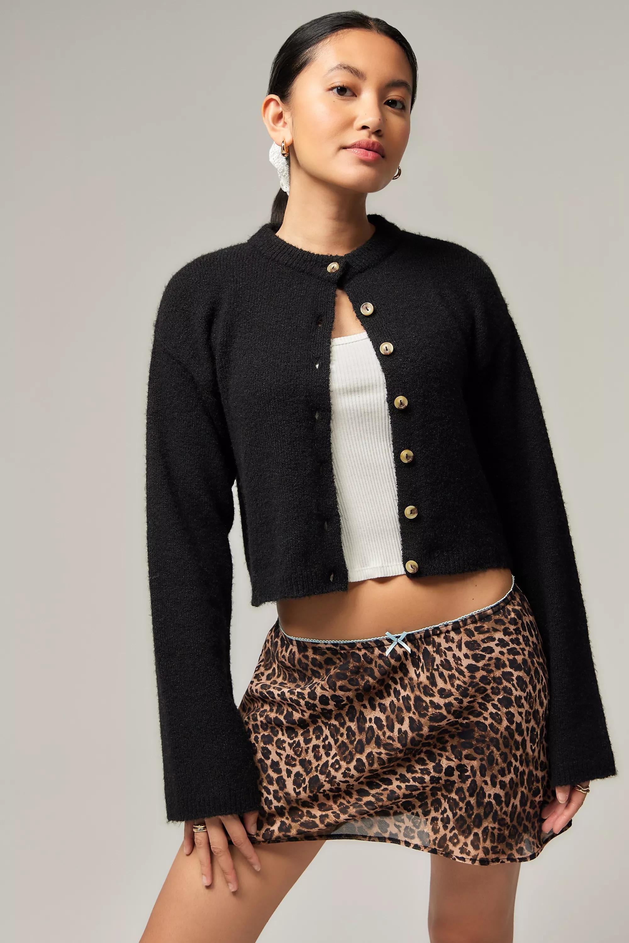Black Uo Casey Crew Cardigan, , large image number 0