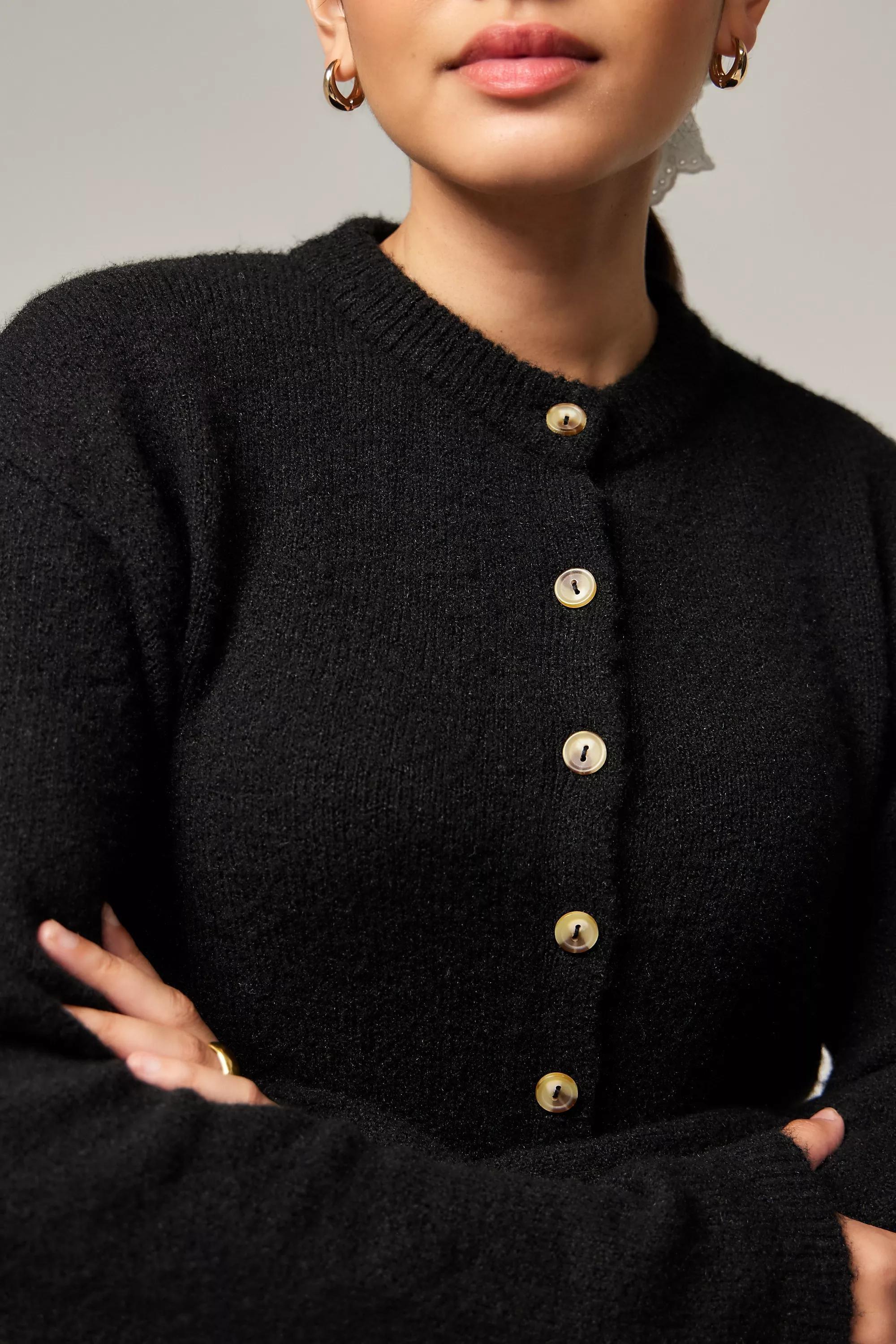 Black Uo Casey Crew Cardigan, , large image number 1