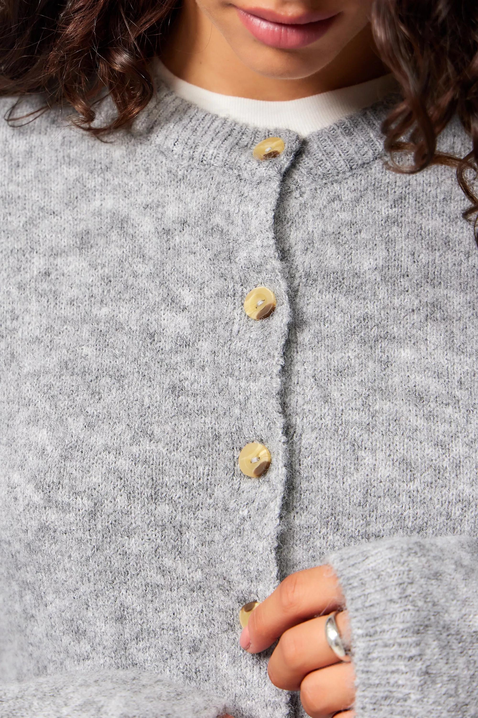 Grey Crew Neck Cardigan, , large image number 3