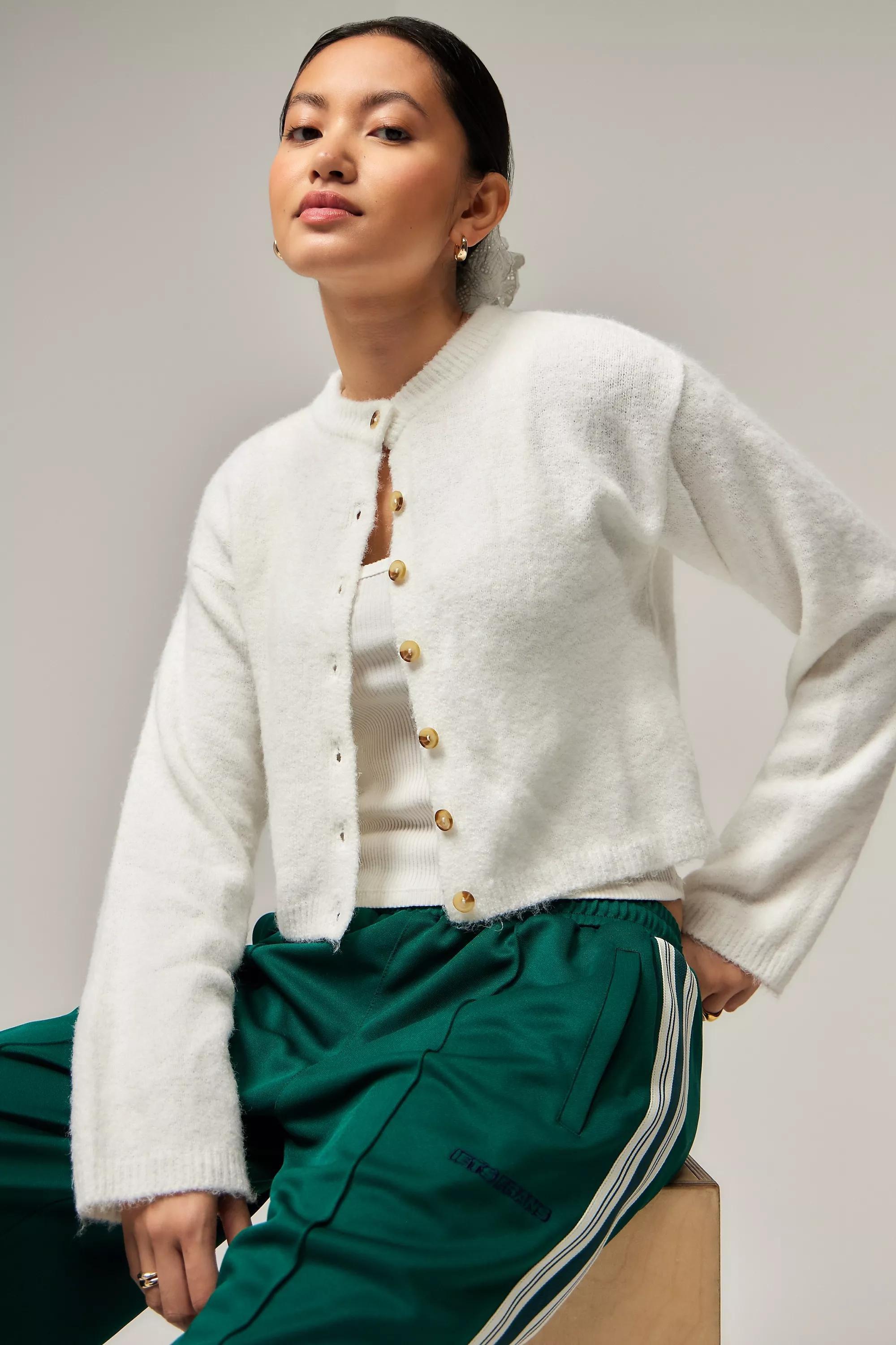 Ivory Uo Casey Crew Cardigan, , large image number 0