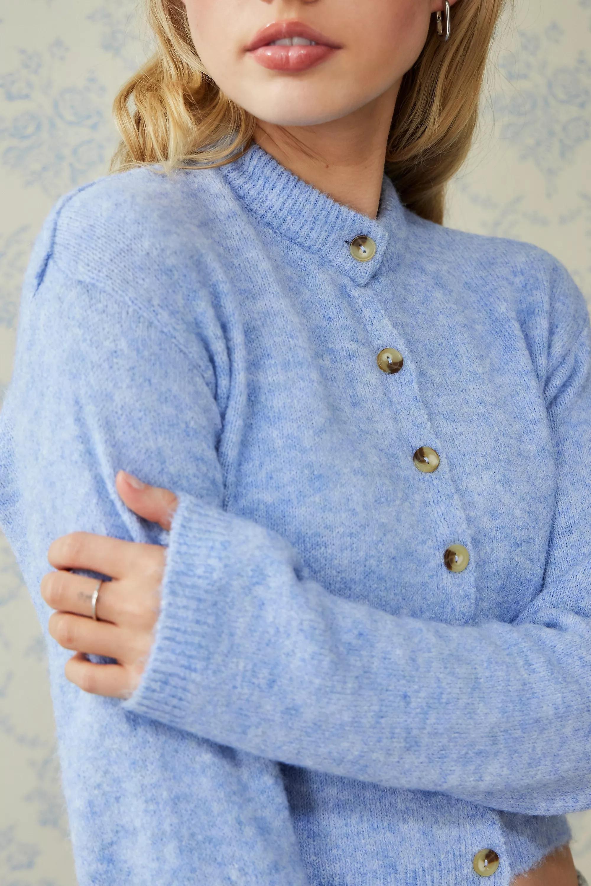 Blue Uo Crewneck Cardigan, , large image number 1