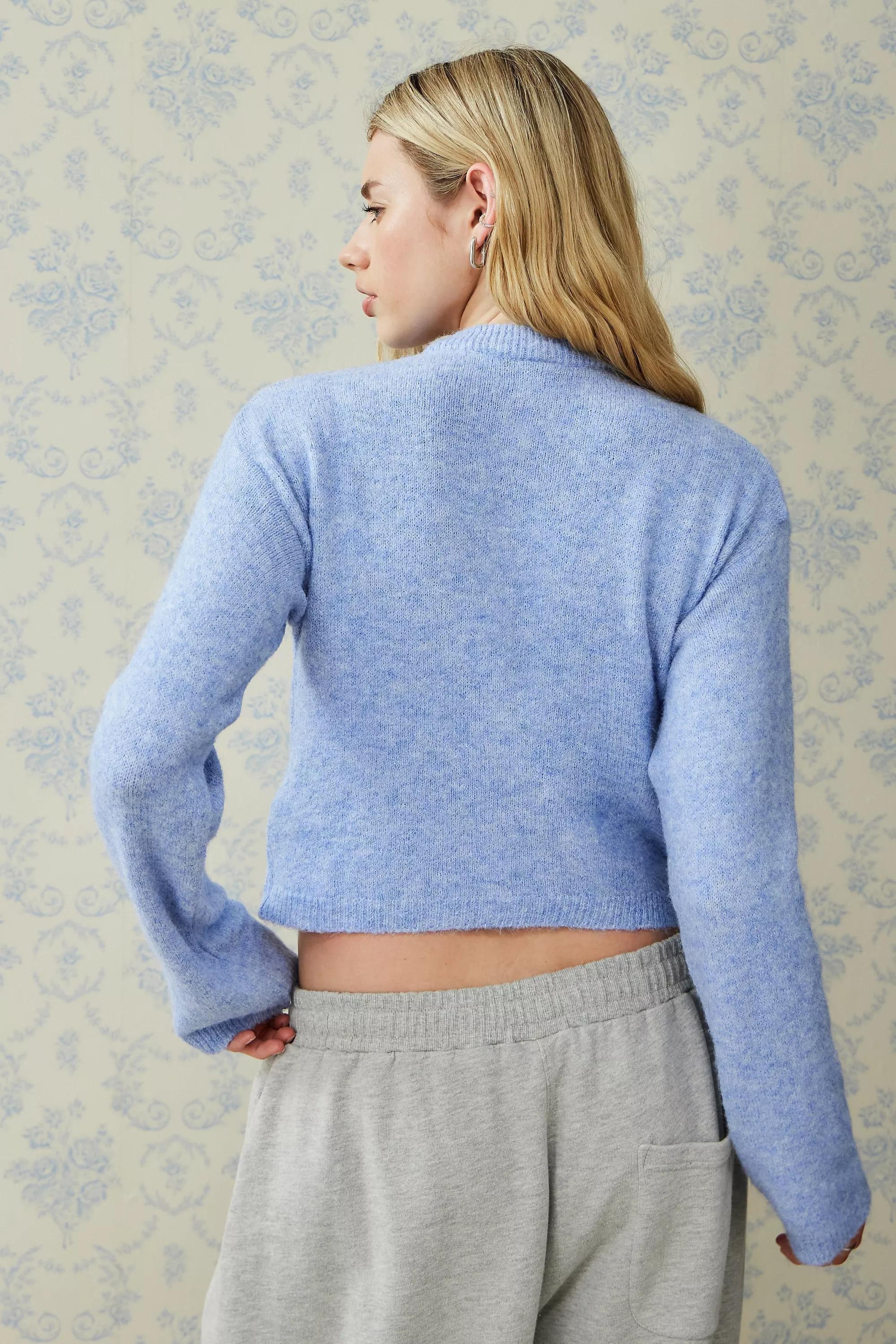Blue Uo Crewneck Cardigan, , large image number 3