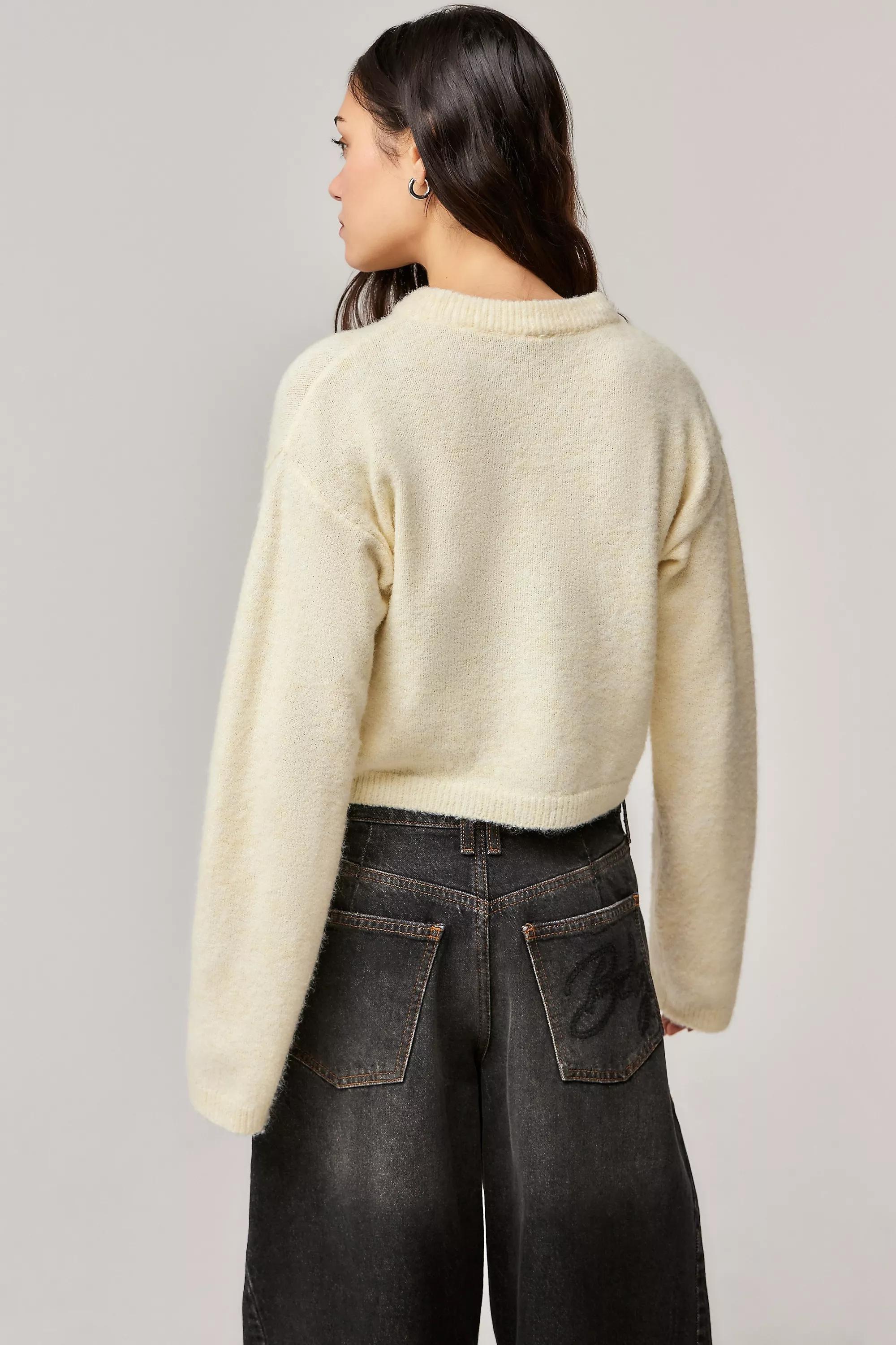 Yellow Crew Cardigan, , large image number 3