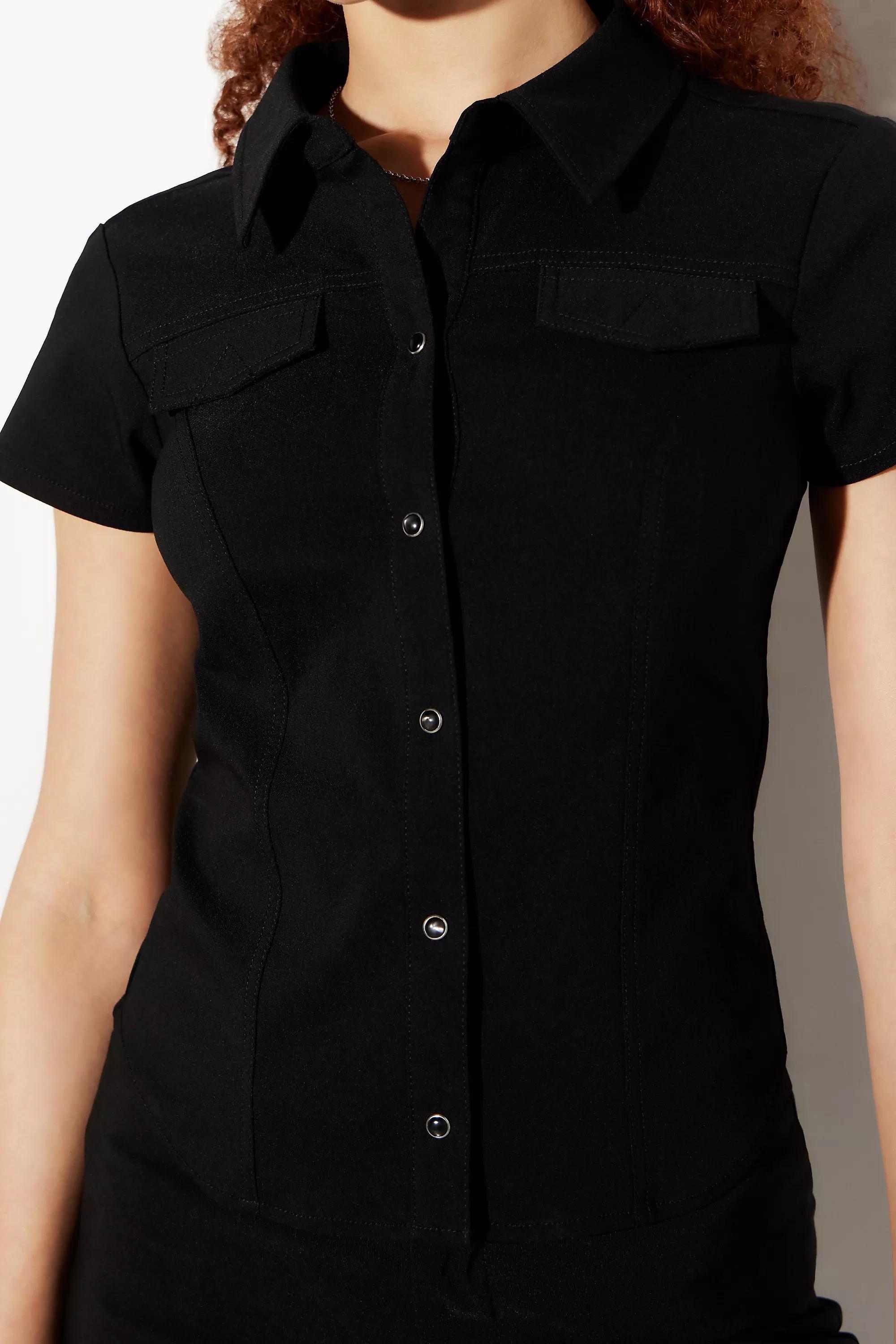 Black Silence + Noise Detailed Shirt, BLK, large image number 2