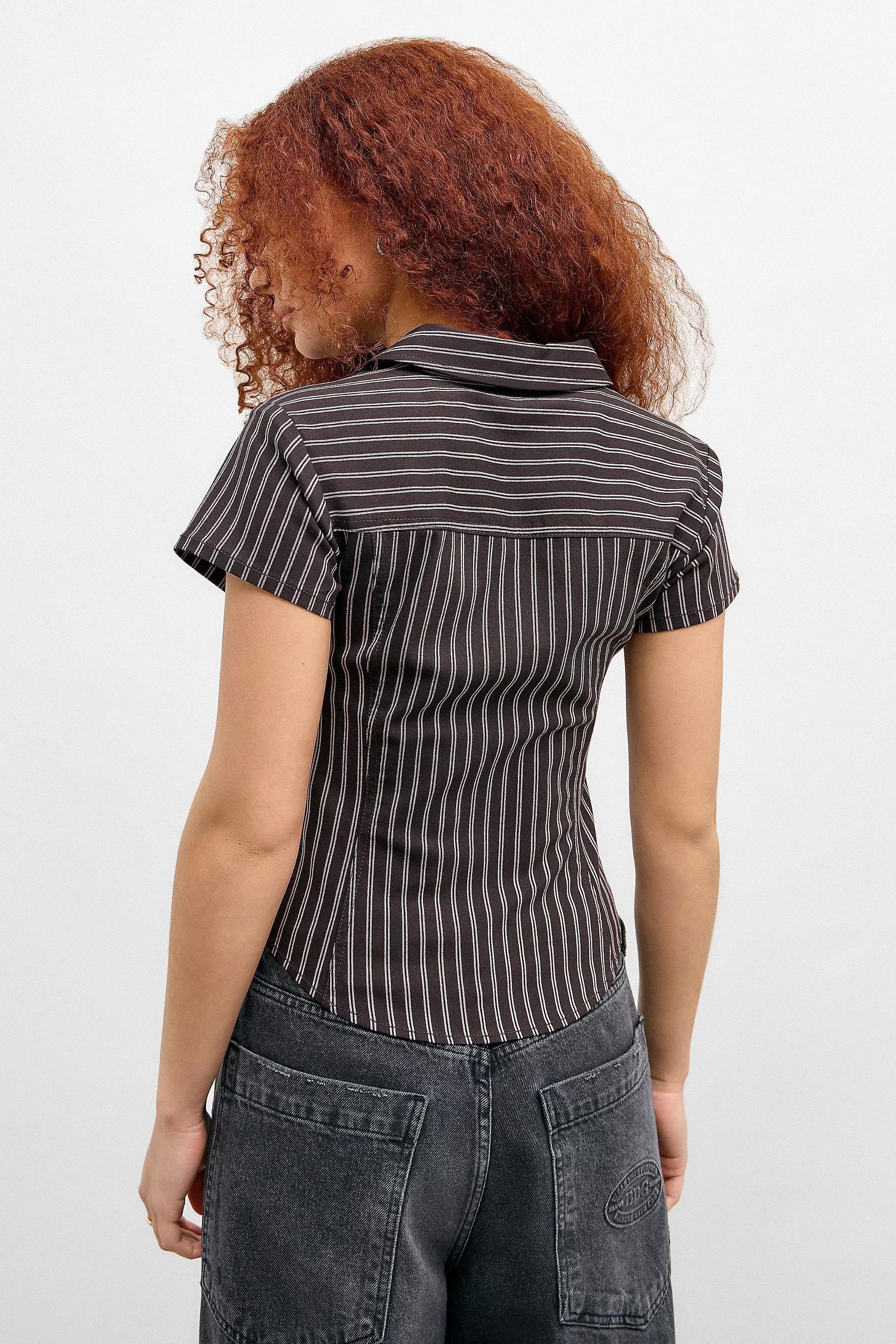 Brown Silence + Noise Polly Bengaline Shirt, , large image number 3