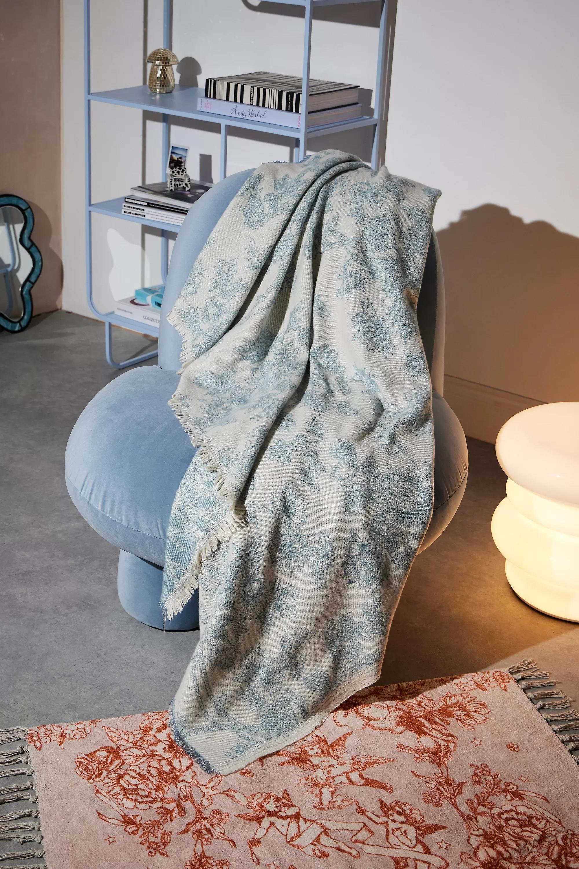 Blue Toile Throw, LT BLUE, large image number 0