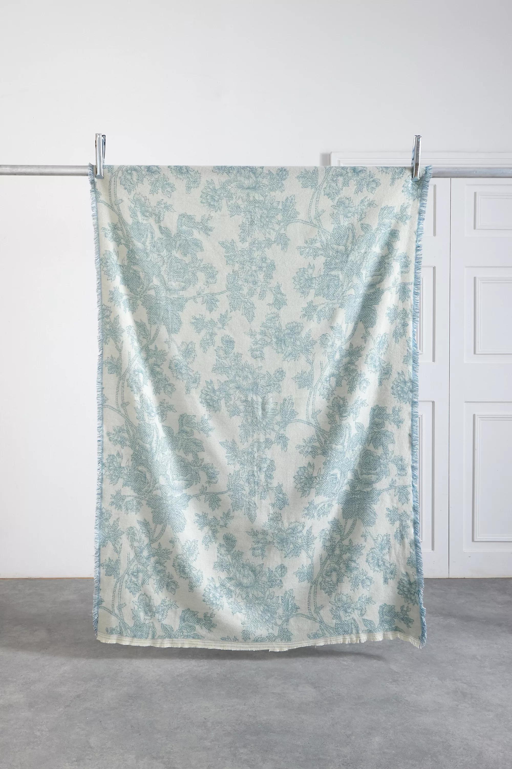 Blue Toile Throw, LT BLUE, large image number 1
