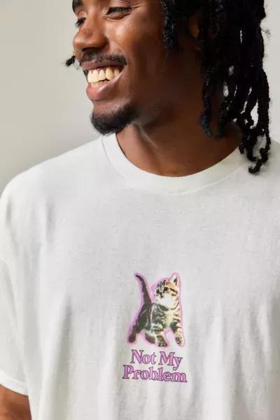 Cream Uo Not My Problem Cat T-Shirt, , large image number 0