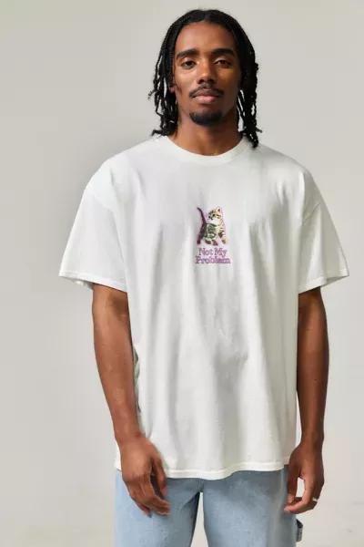 Cream Uo Not My Problem Cat T-Shirt, , large image number 4