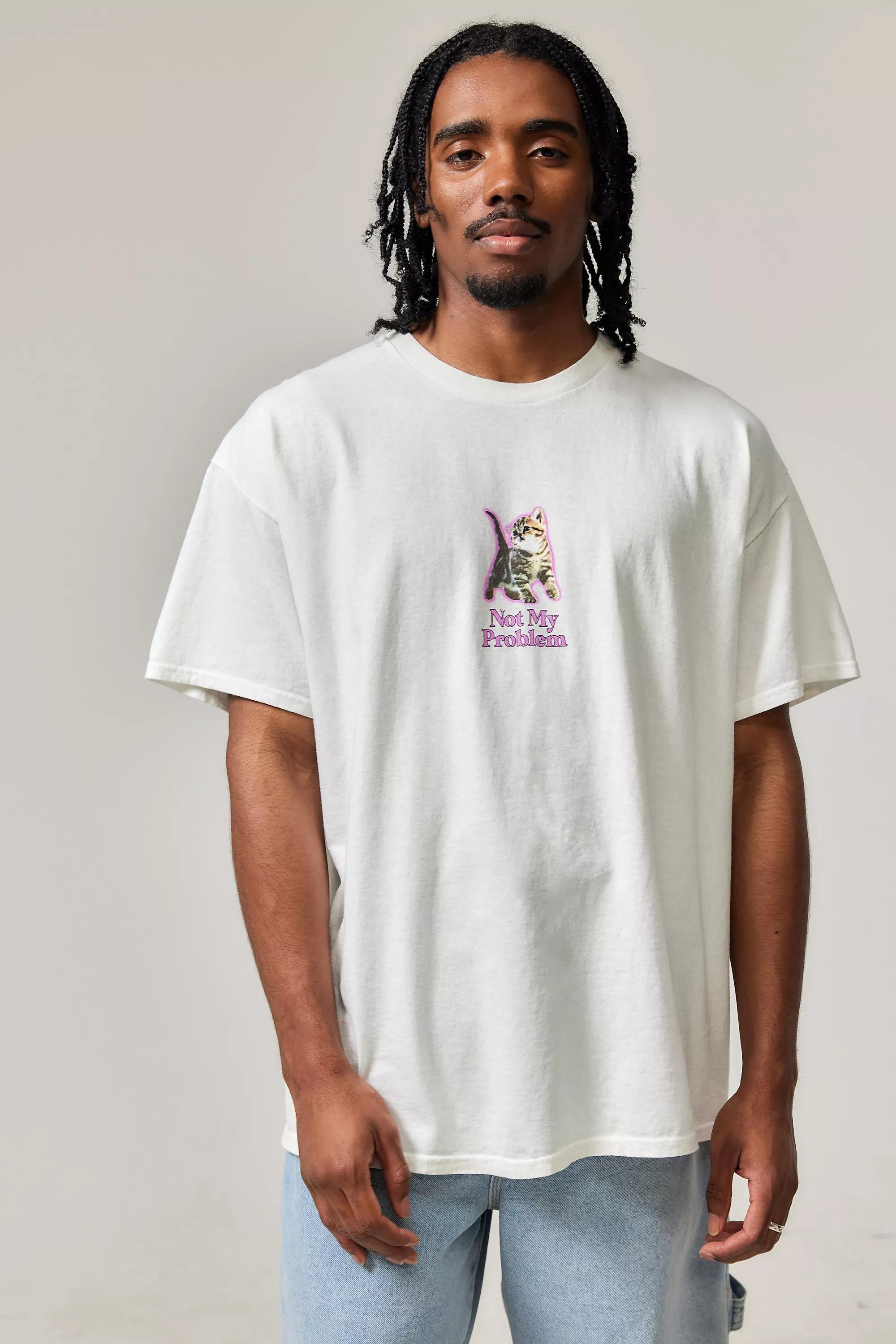 Cream Uo Not My Problem Cat T-Shirt, , large image number 5