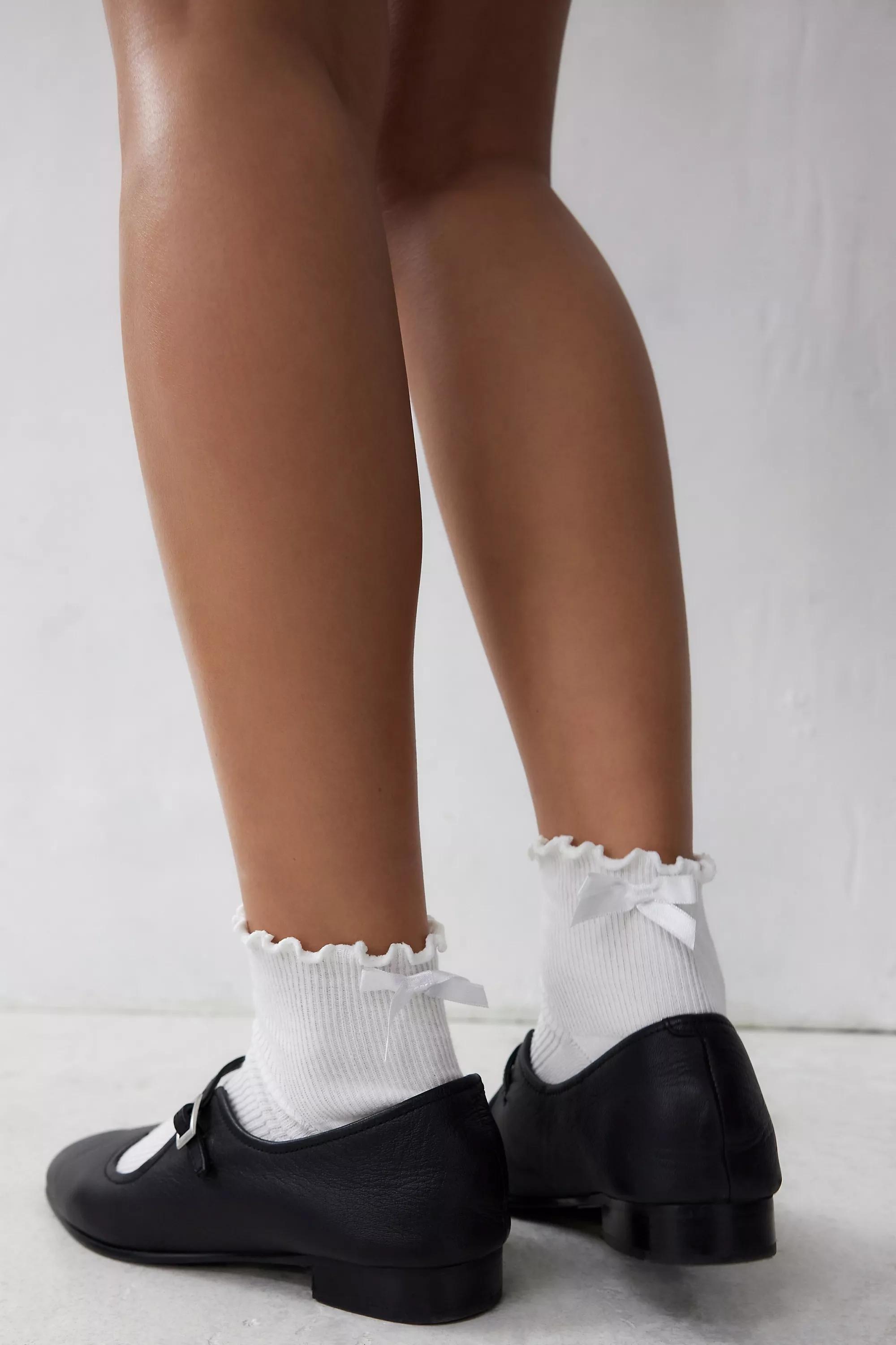 White Out From Under Cropped Bow Socks, WHT, large image number 0