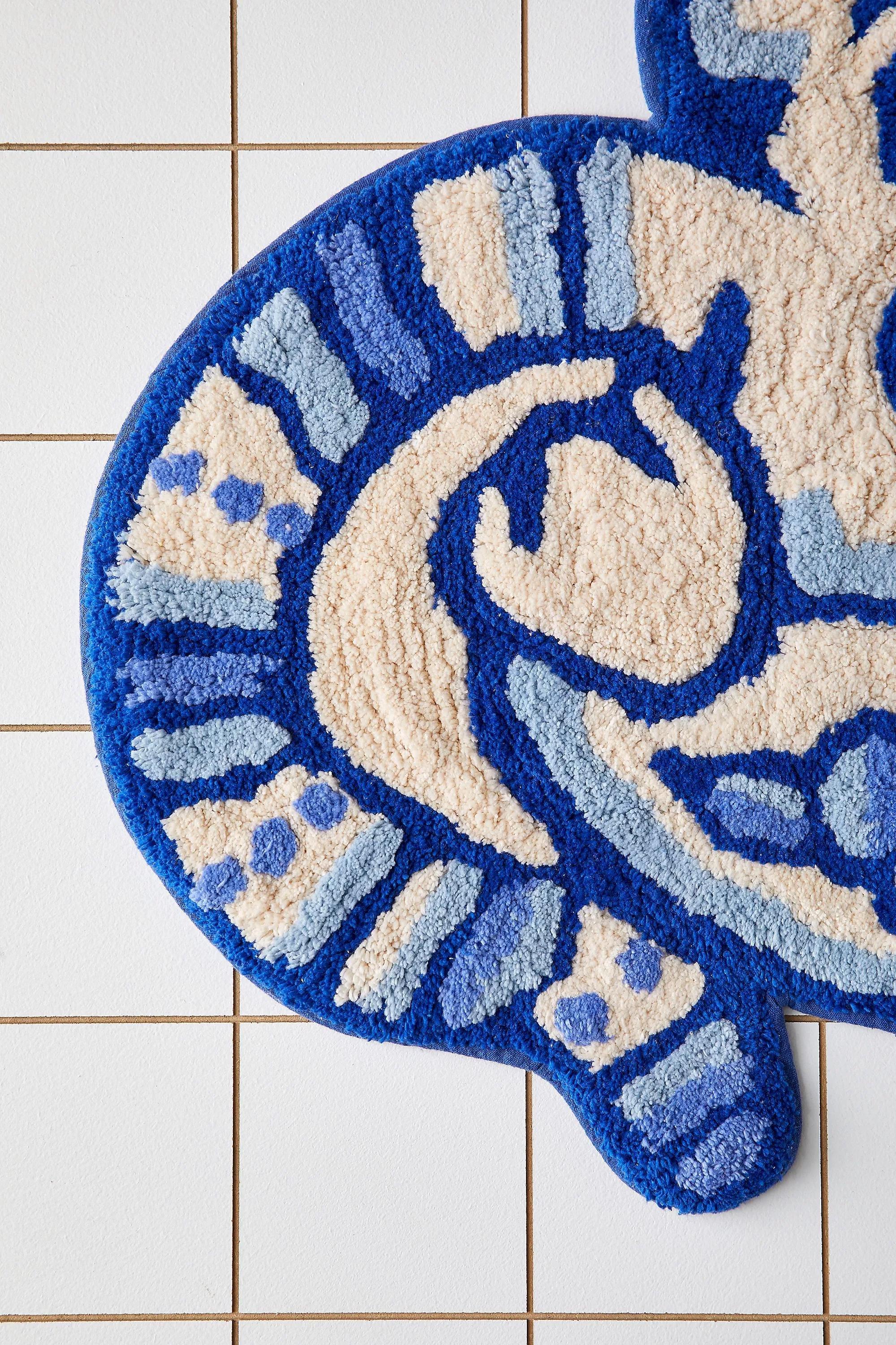 BLUE Delft Cat Bath Mat, BLUE, large image number 3