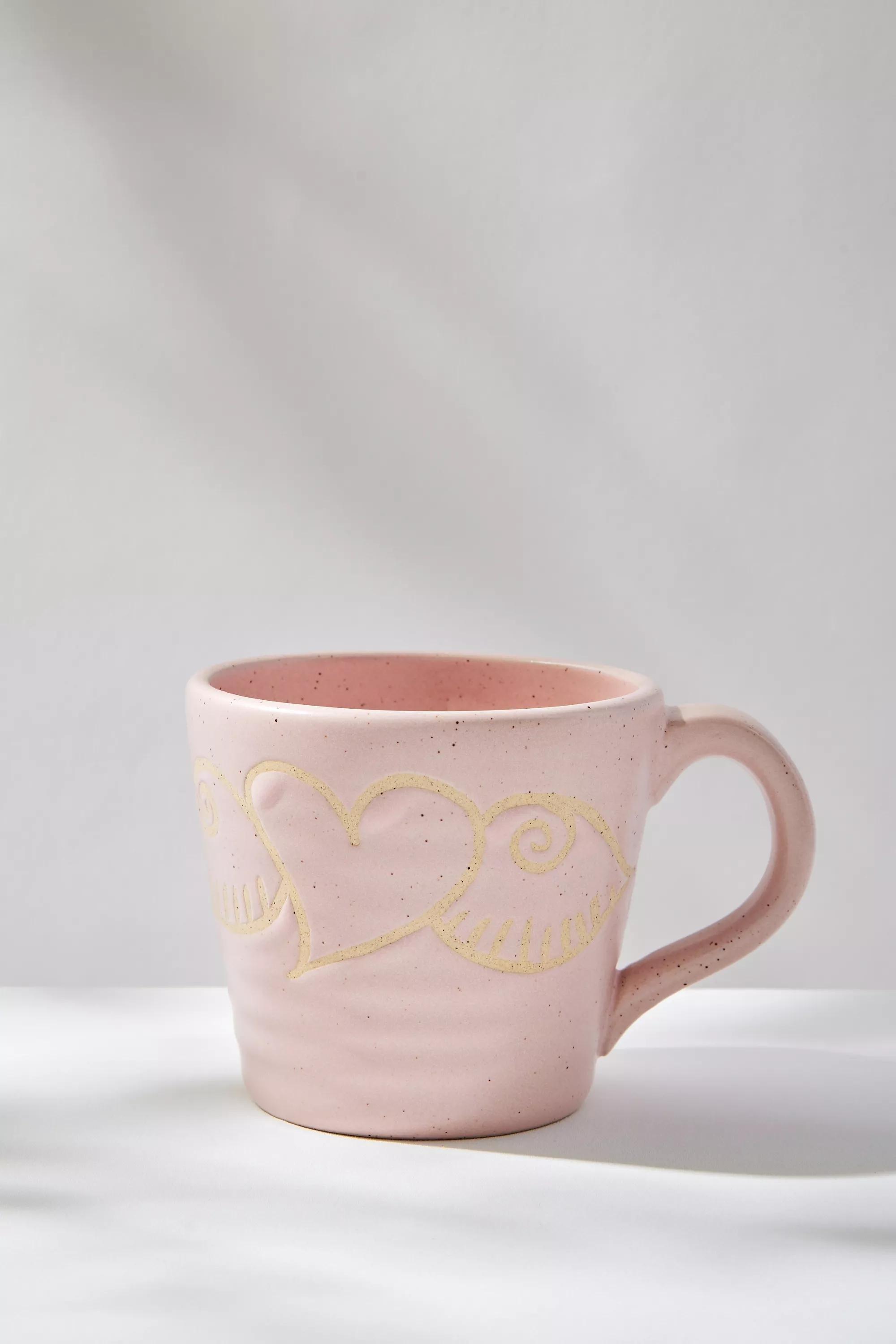 Pink Heart Wings Mug, PINK, large image number 0