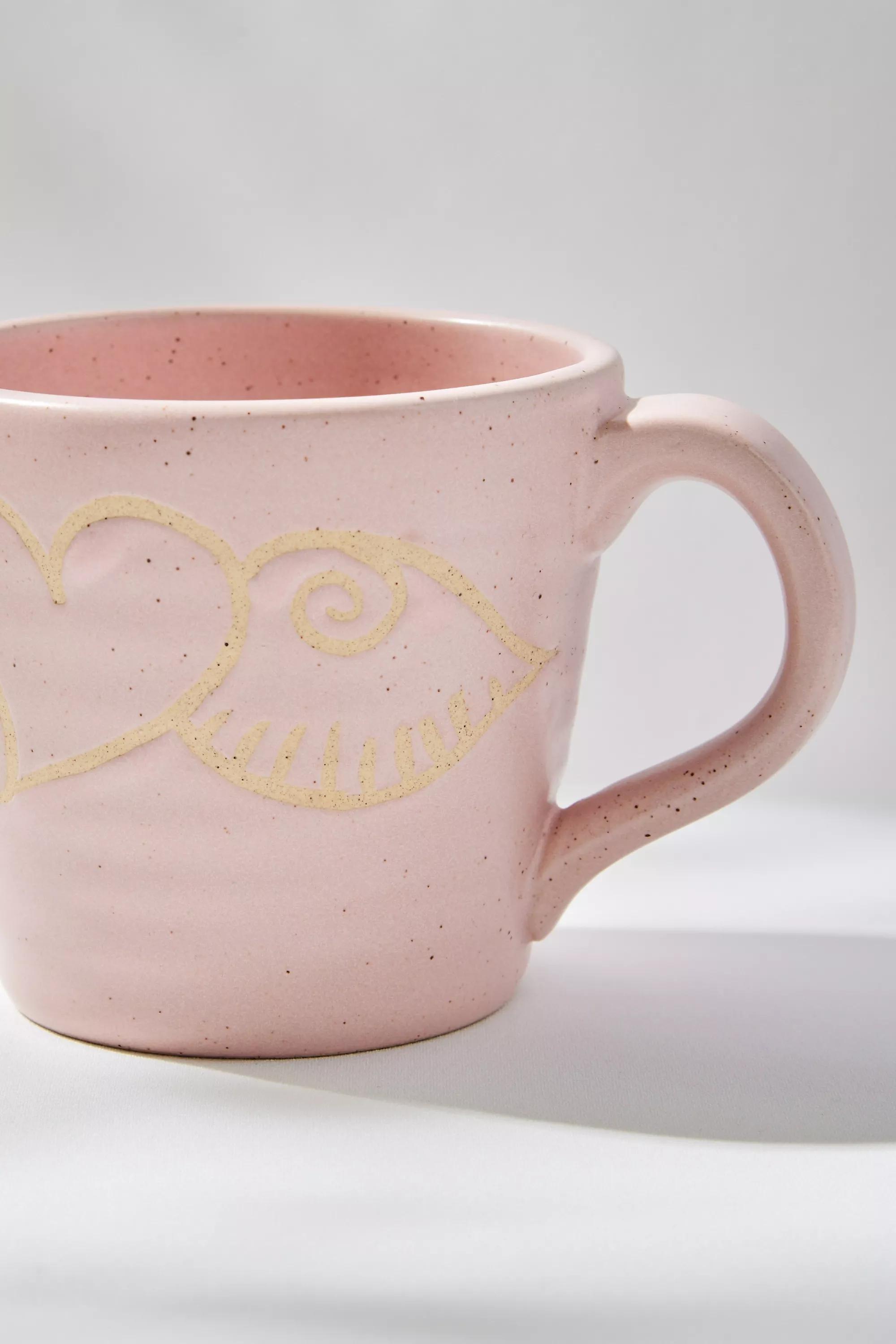 Pink Heart Wings Mug, PINK, large image number 1