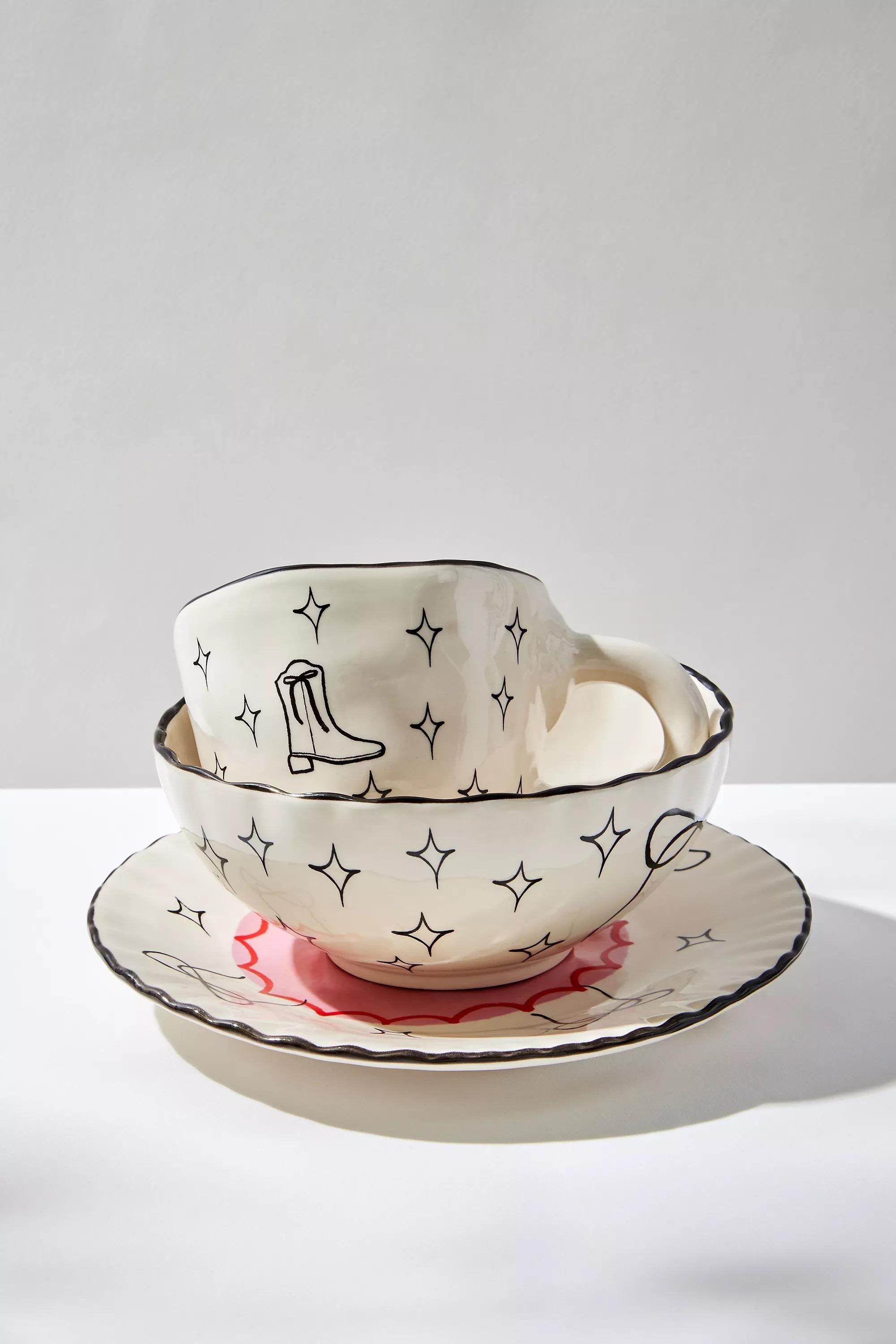 White Whimsical Western Mug, WHT, large image number 4