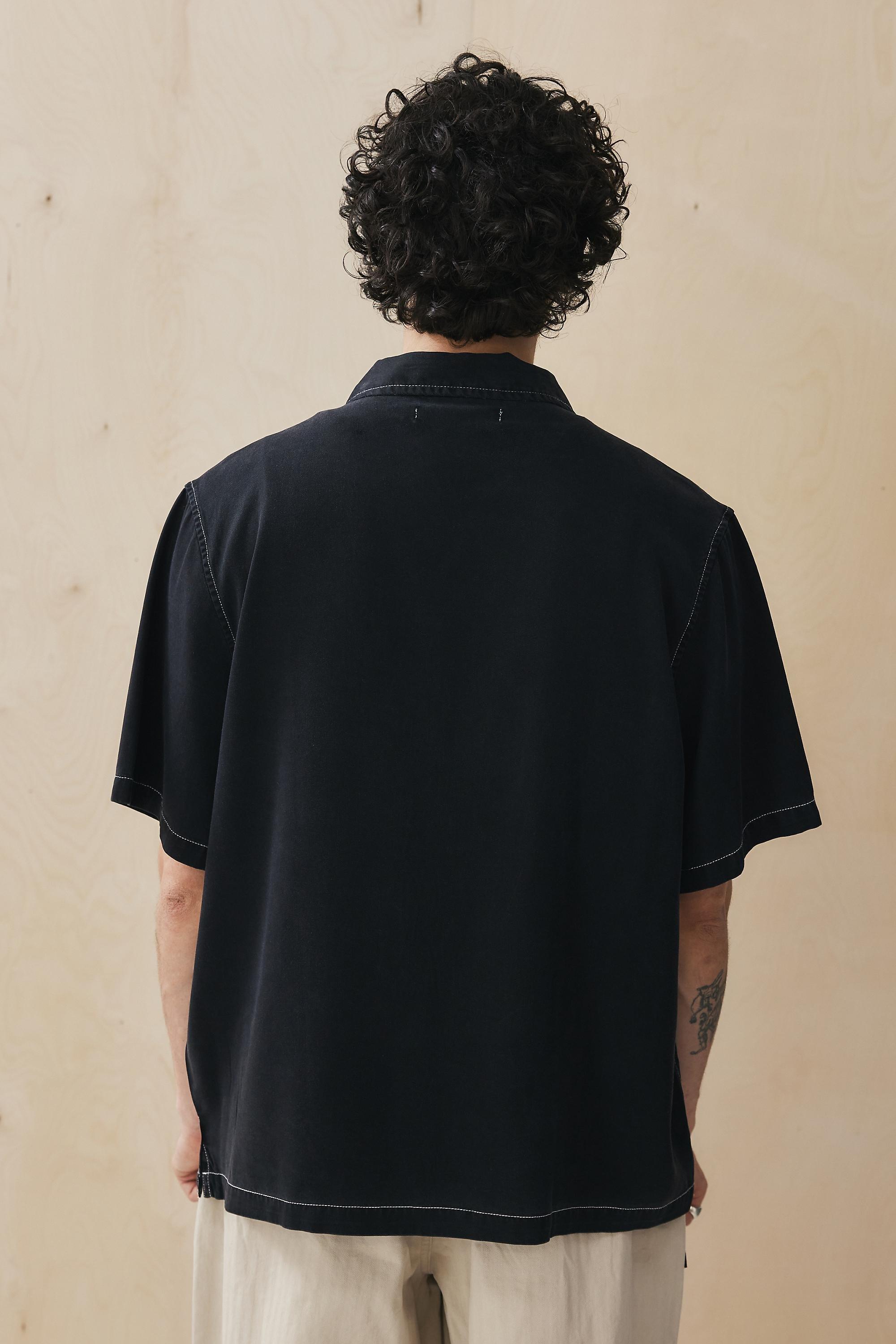 Black Pritned Detailed Shirt, , large image number 3