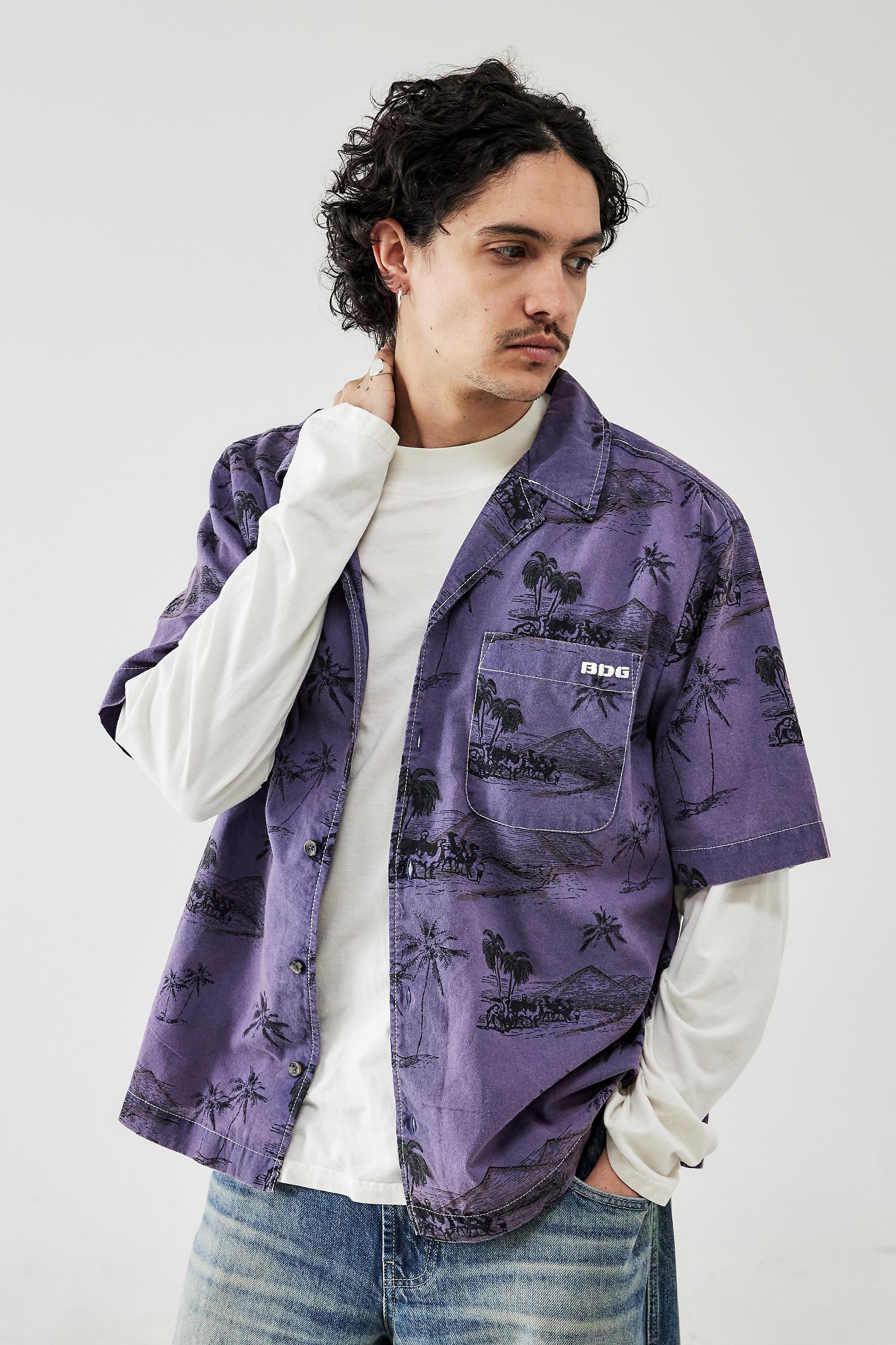 Purple UO Desert Shirt Overshirt, , large image number 0