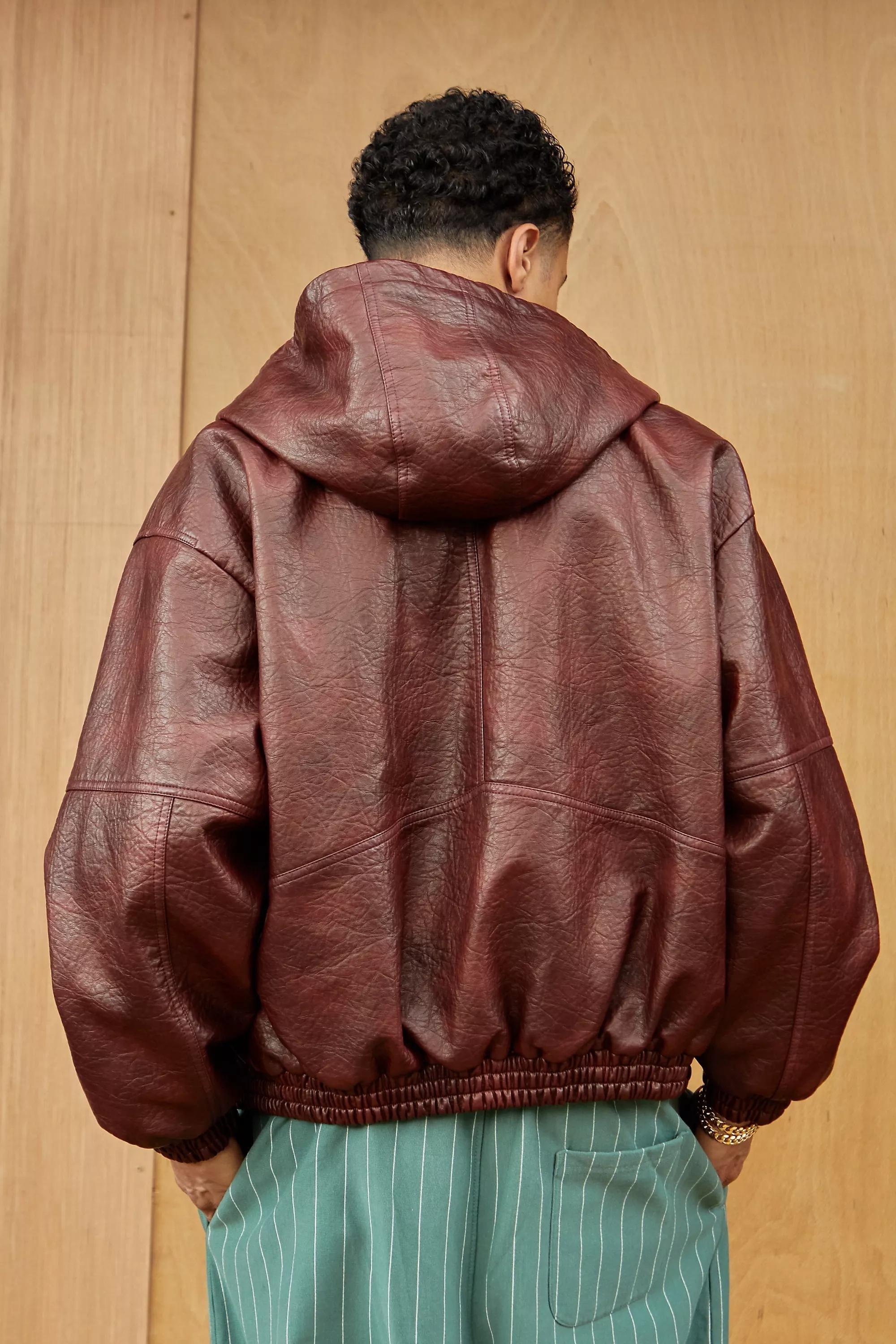 Red Bdg Silvio Faux Leather Skate Hoodie, , large image number 2