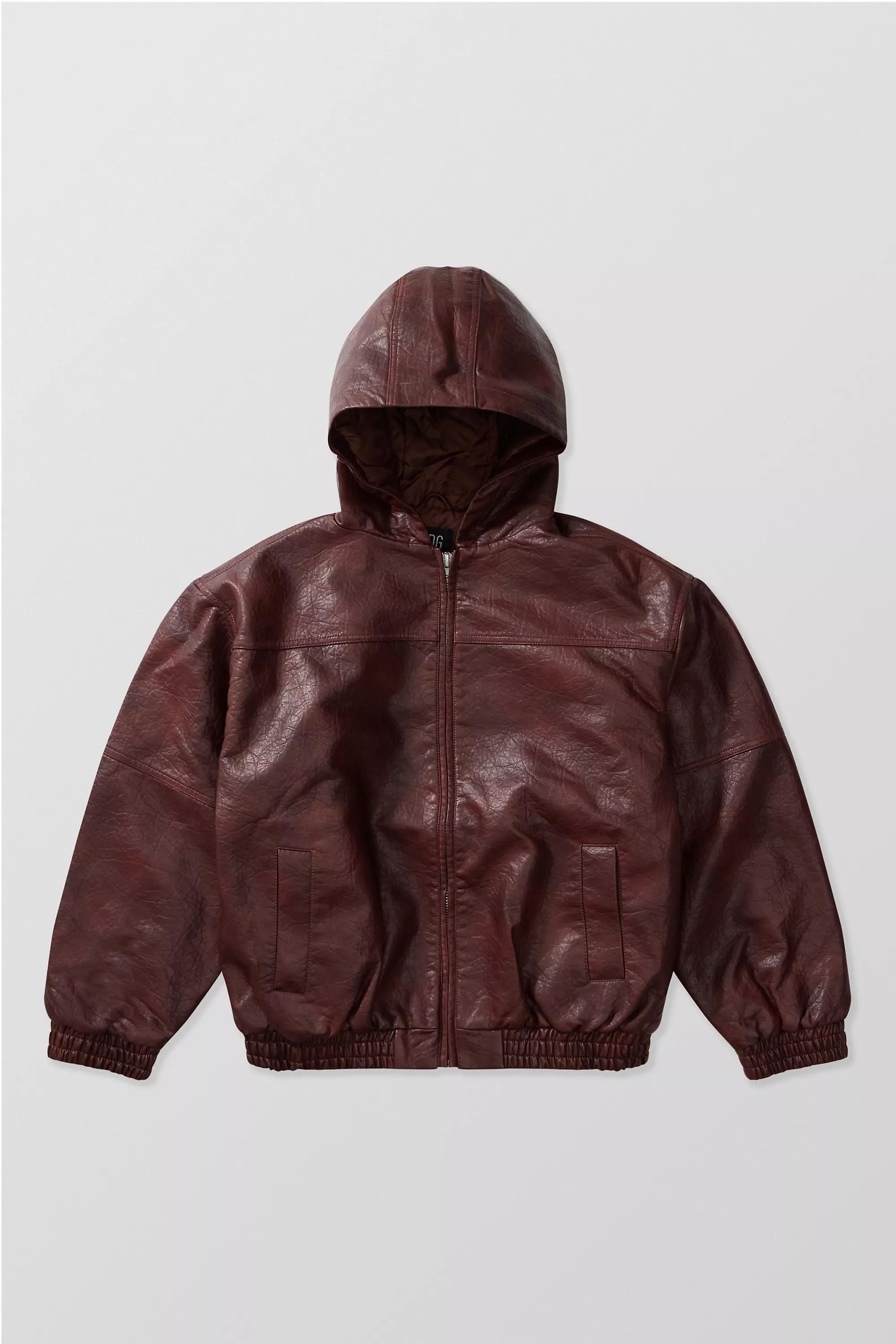 Red Bdg Silvio Faux Leather Skate Hoodie, , large image number 5