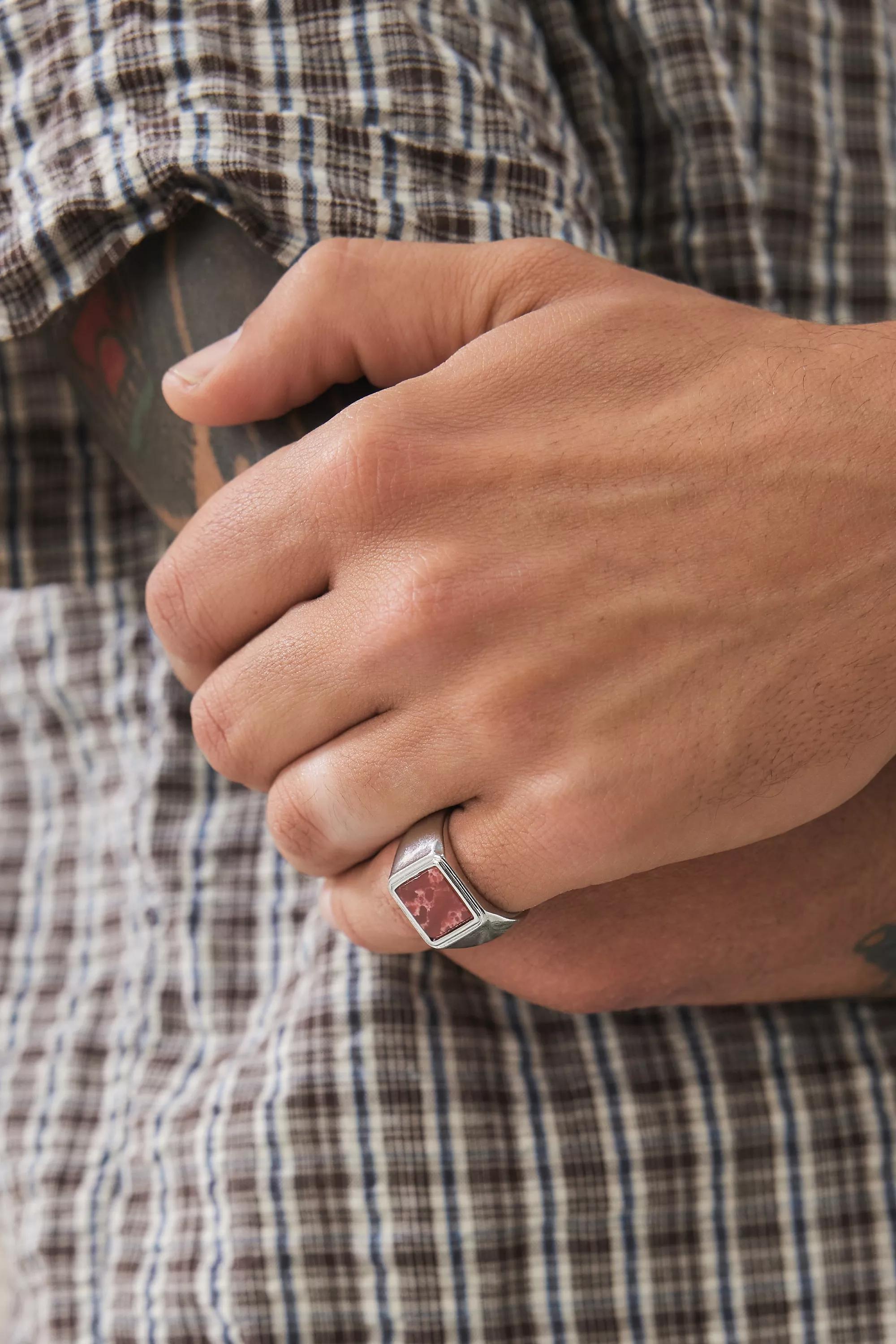 Silver Uo Plated Square Stone Ring, SLVR, medium